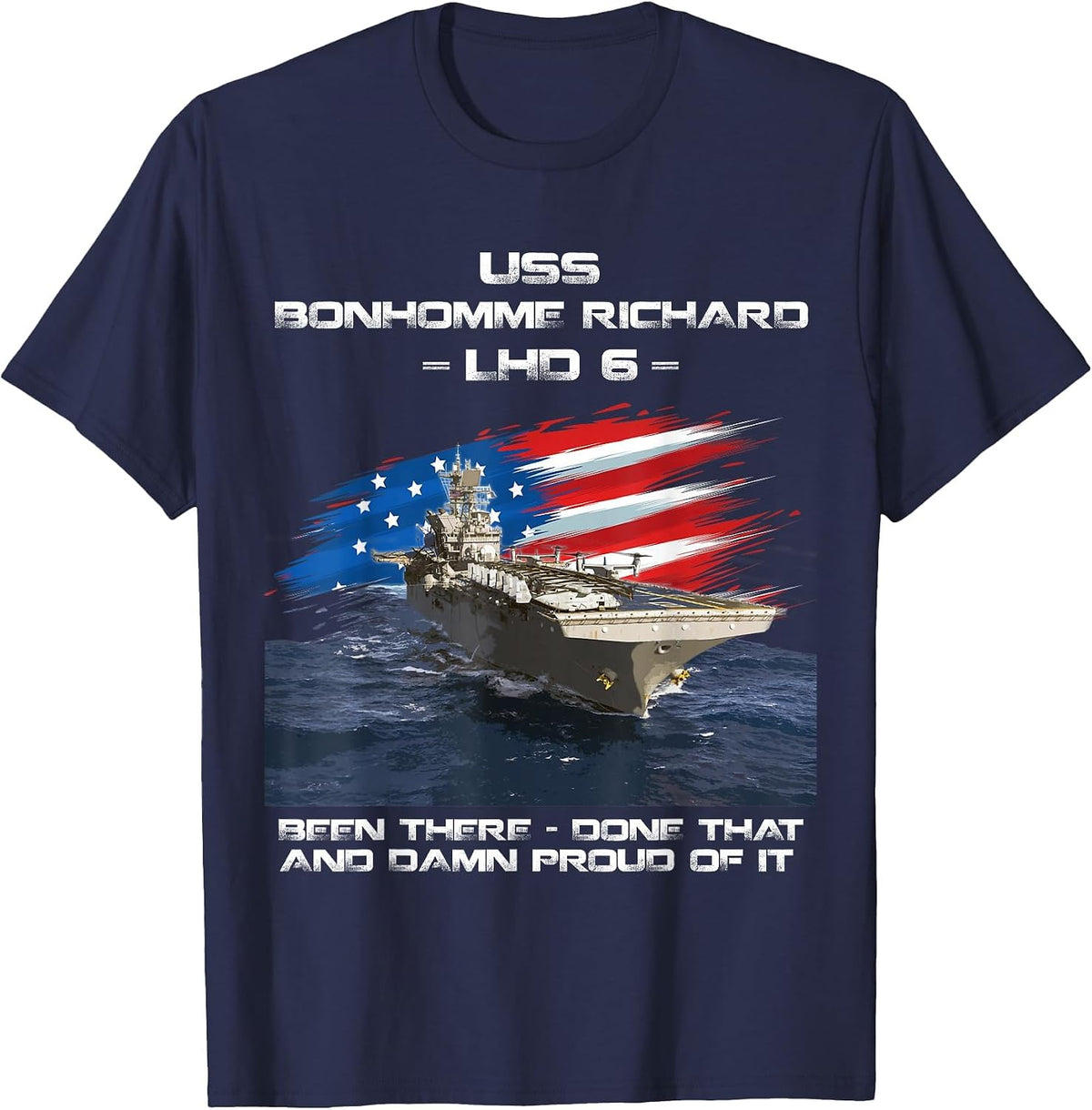 USS Bonhomme Richard LHD-6 Amphibious Storm Ship Veteran T-Shirt - Navy Blue