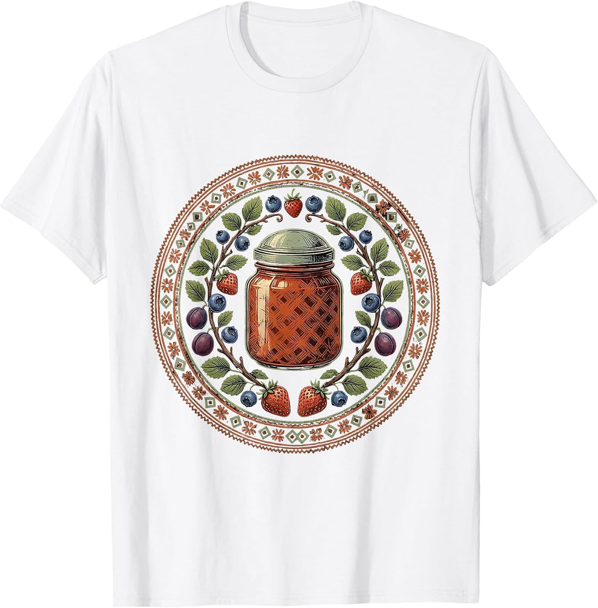 Grandma's Homemade Jam Mason Jars Illustration T-Shirt - White