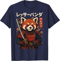 Red Panda Samurai Katana T-Shirt - Navy Blue