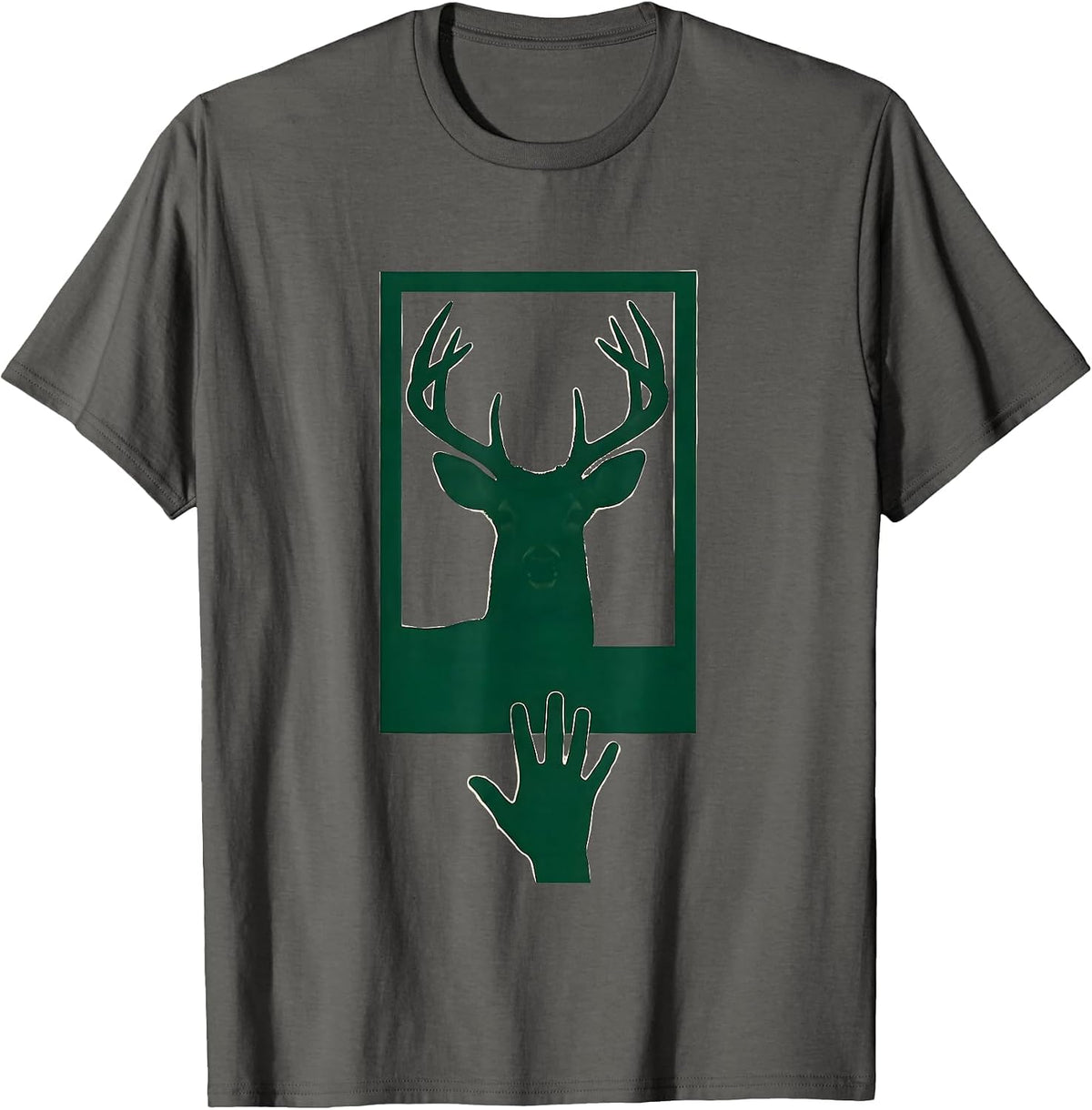 Whitetail Buck Silhouette Funny Hunter Dad Humor T-Shirt - Asphalt Grey
