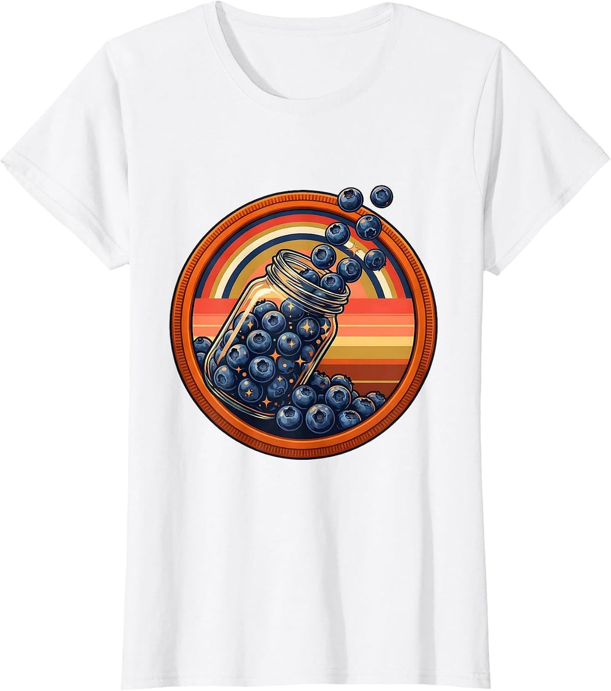 Women's Patriotic Blueberries Tumbling Mason Jar T-Shirt - White