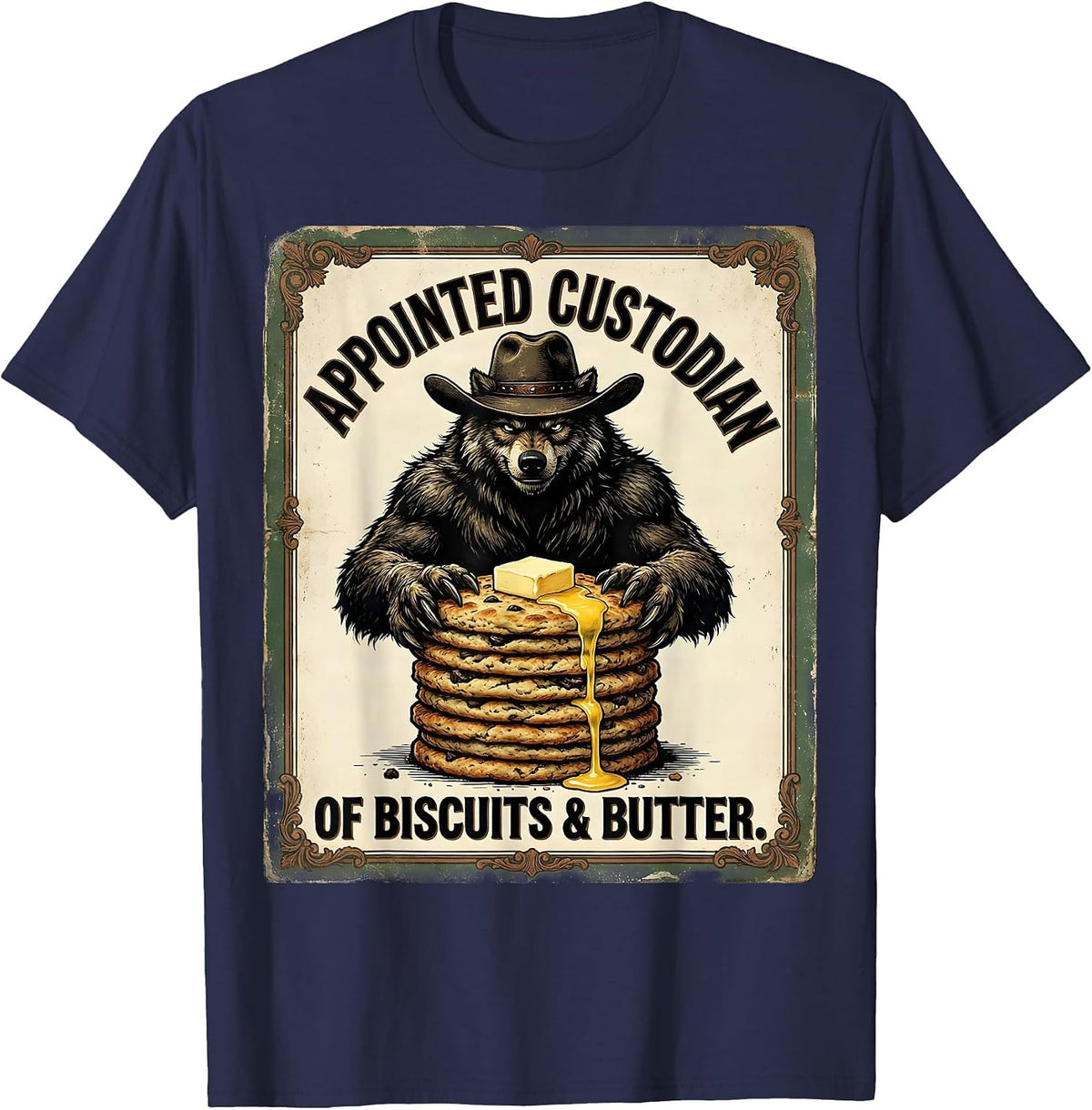 Men's Appointed Custodian of Biscuits & Butter Vintage T-Shirt - Navy Blue