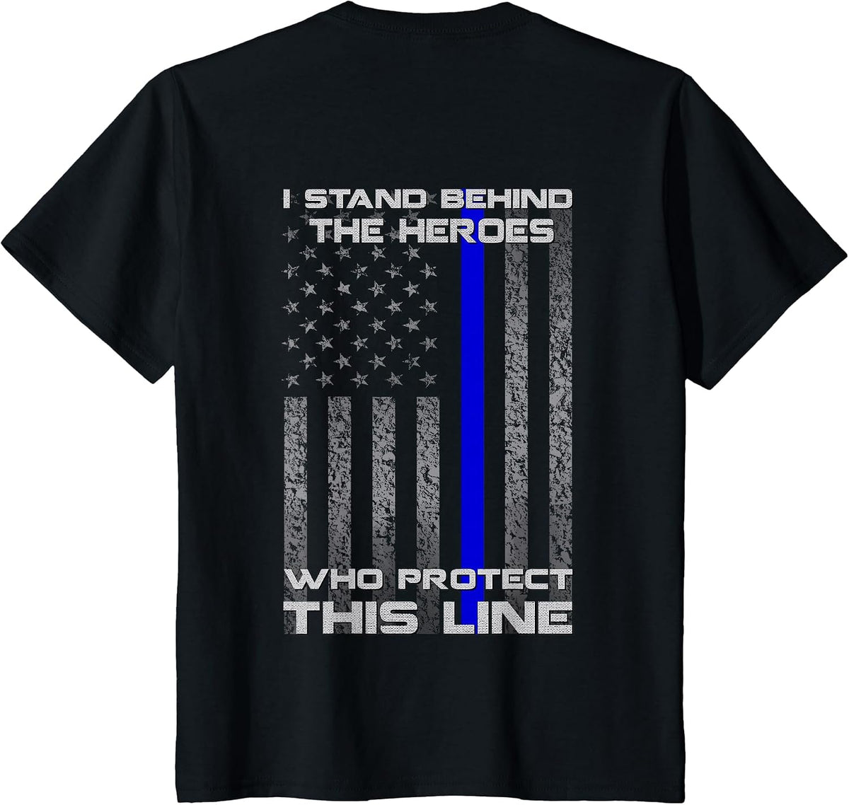 Thin Blue Line Flag Police Hero Law Enforcement Support T-Shirt - Black