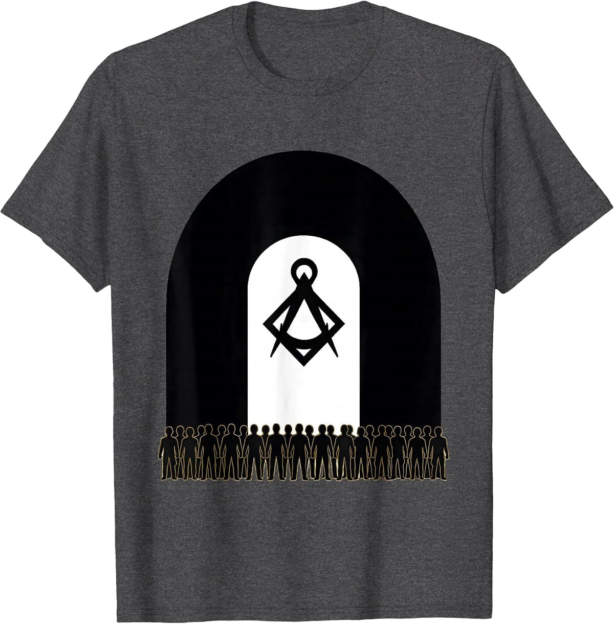 Prince Hall Freemason Arch Silhouette Minimalist T-Shirt - Dark Heather Grey
