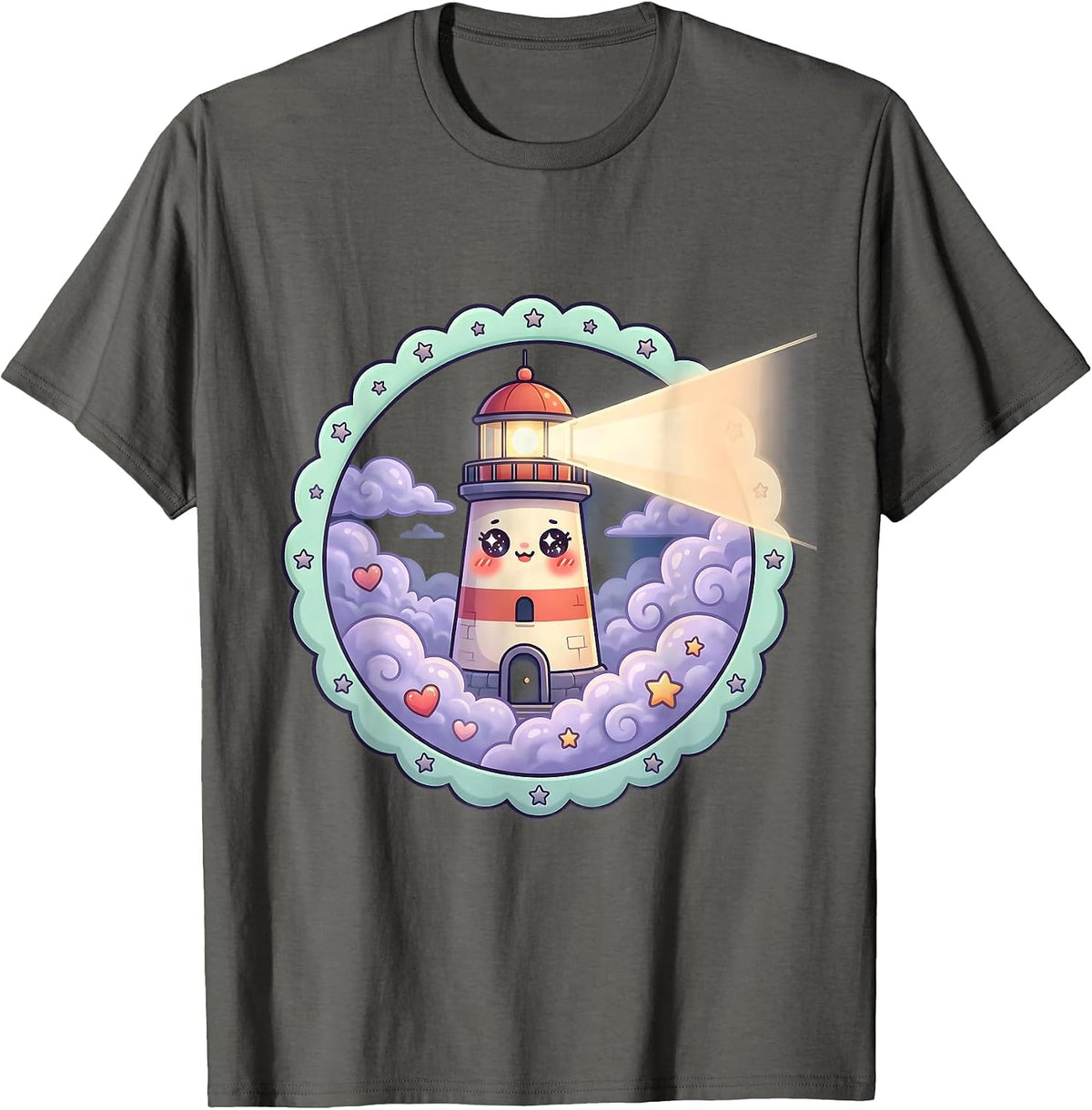 Special Education Lighthouse Beam Through Fog Design T-Shirt - Asphalt Grey