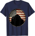 Weathered Barn American Flag Patriotic Design T-Shirt - Navy Blue
