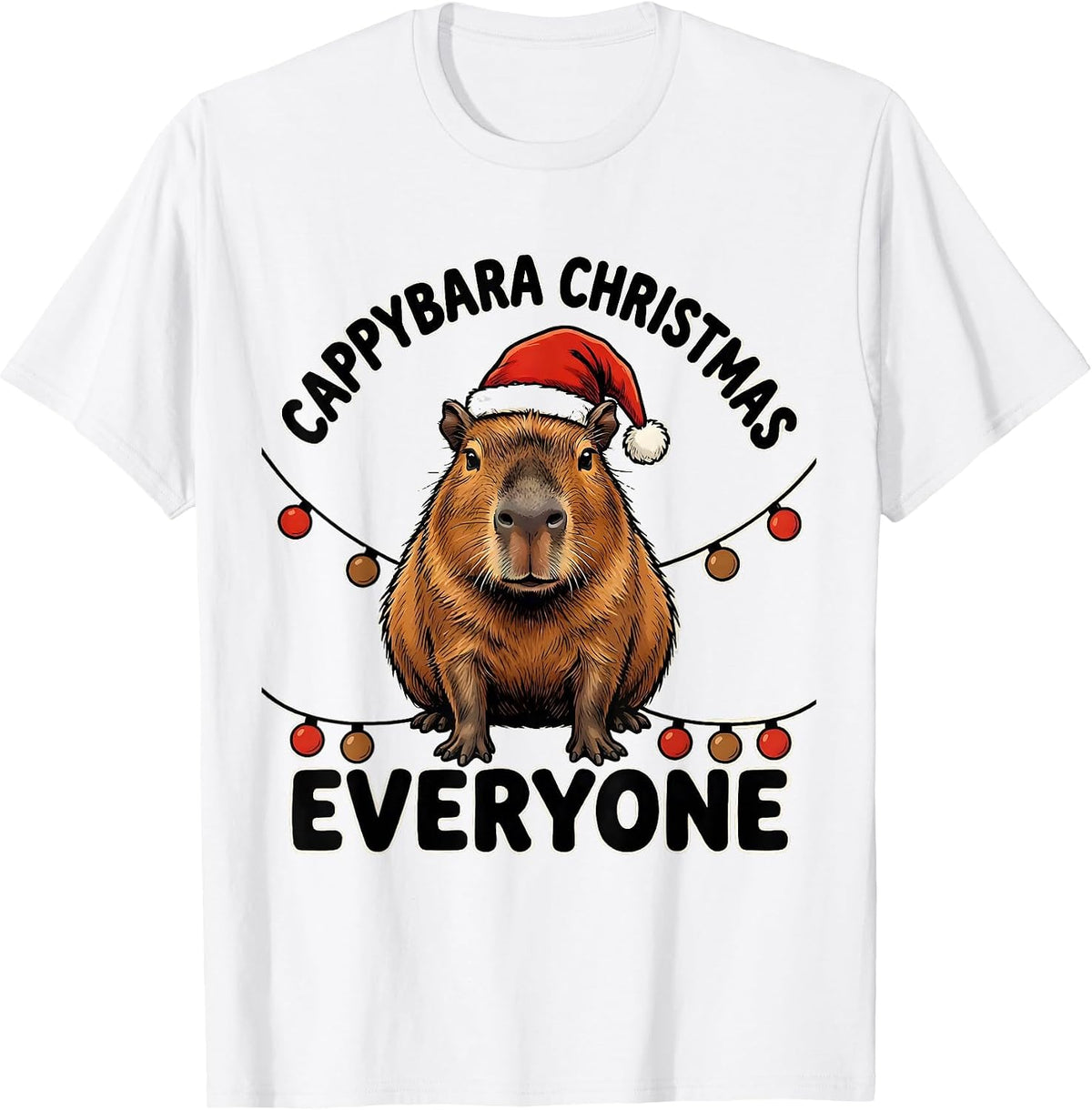 Men's Cappybara Christmas, Everyone Cute Capybara Santa Hat T-Shirt - White
