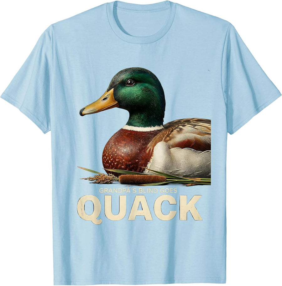 Men's Grandpa's Blind Goes Quack Vintage Duck Hunting Dad Grandpa T-Shirt - Baby Blue