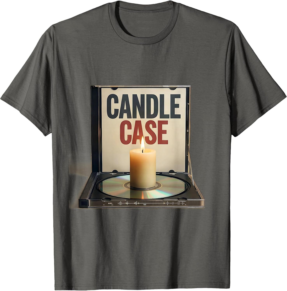 Men's Candle Case Retro 80s 90s Music Nostalgia Band Fan T-Shirt - Asphalt Grey
