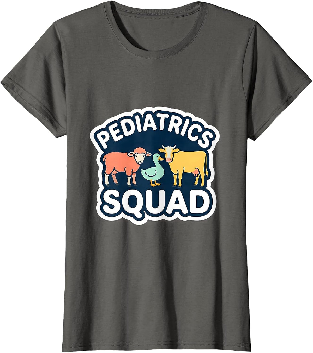 Women's Pediatrics Squad Cute Animal Pediatric Nurse NICU PICU T-Shirt - Asphalt Grey