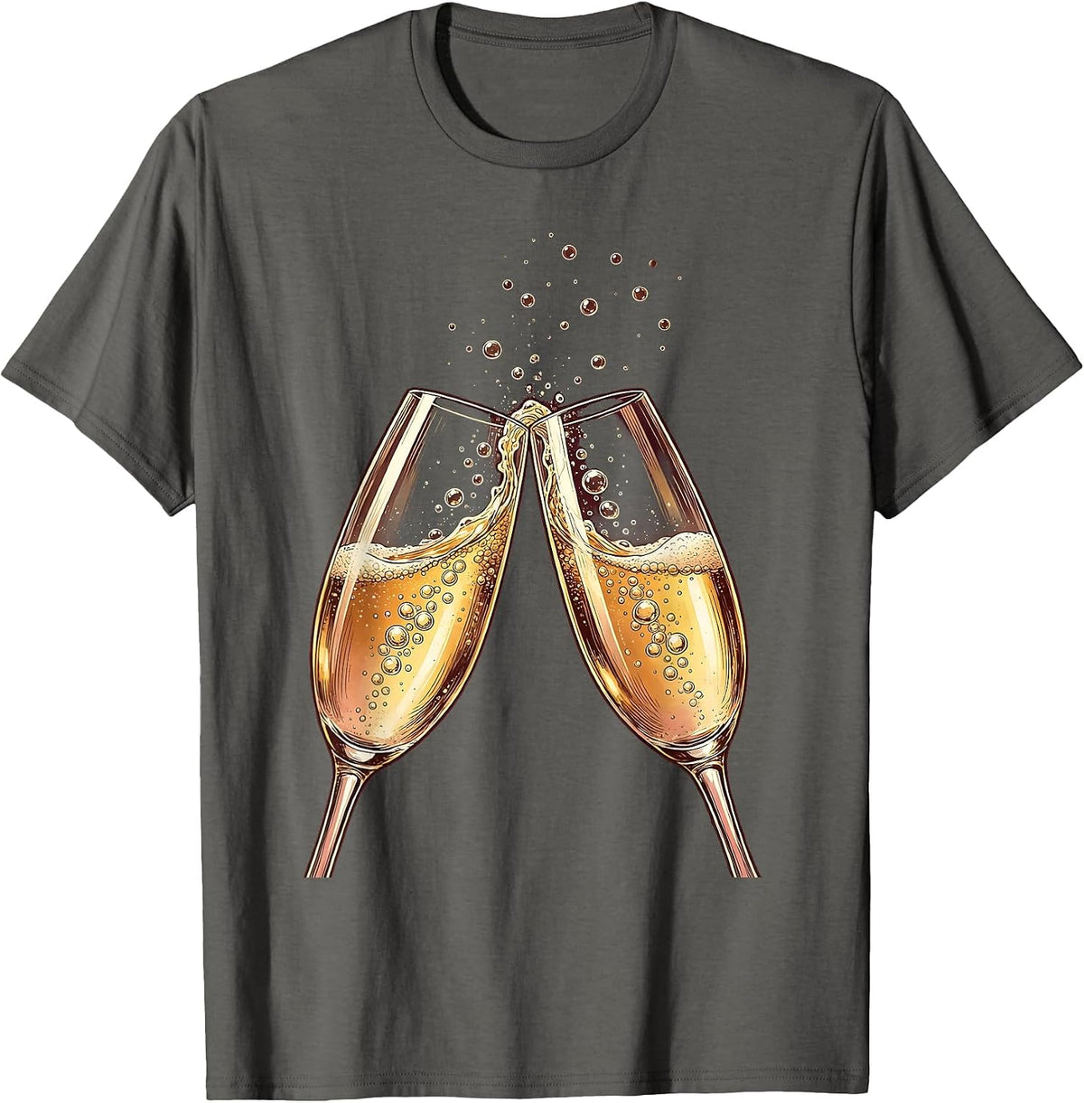 Men's Champagne Toast Celebration Clinking Glasses T-Shirt - Asphalt Grey