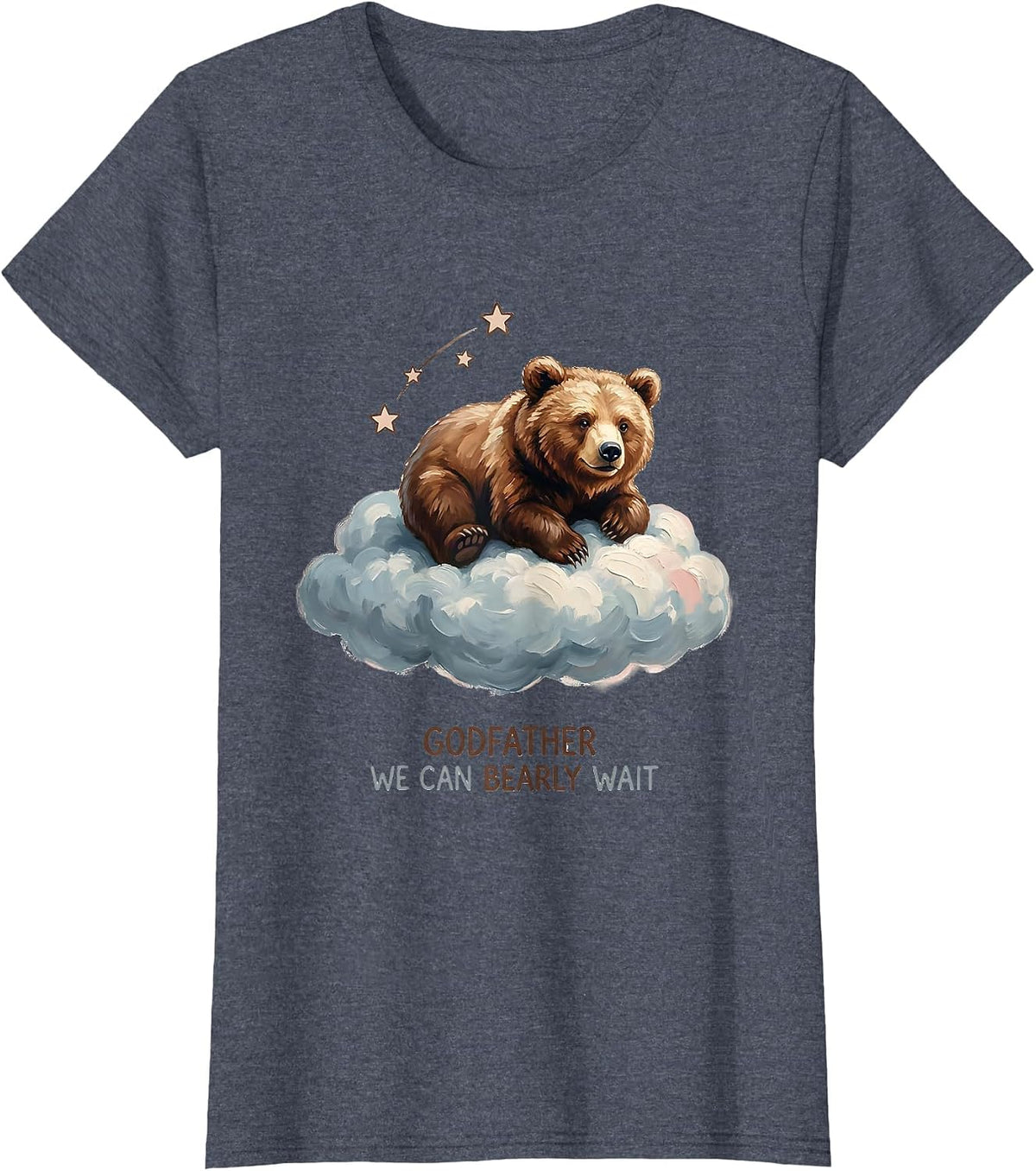 Women's Godfather, We Can Bearly Wait Bear Family Matching Baby T-Shirt - Heather Blue