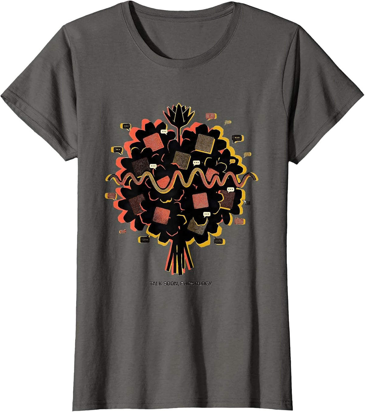 Women's Talk Soon Phonology Retro Floral Speech Language Pathologist T-Shirt - Asphalt Grey