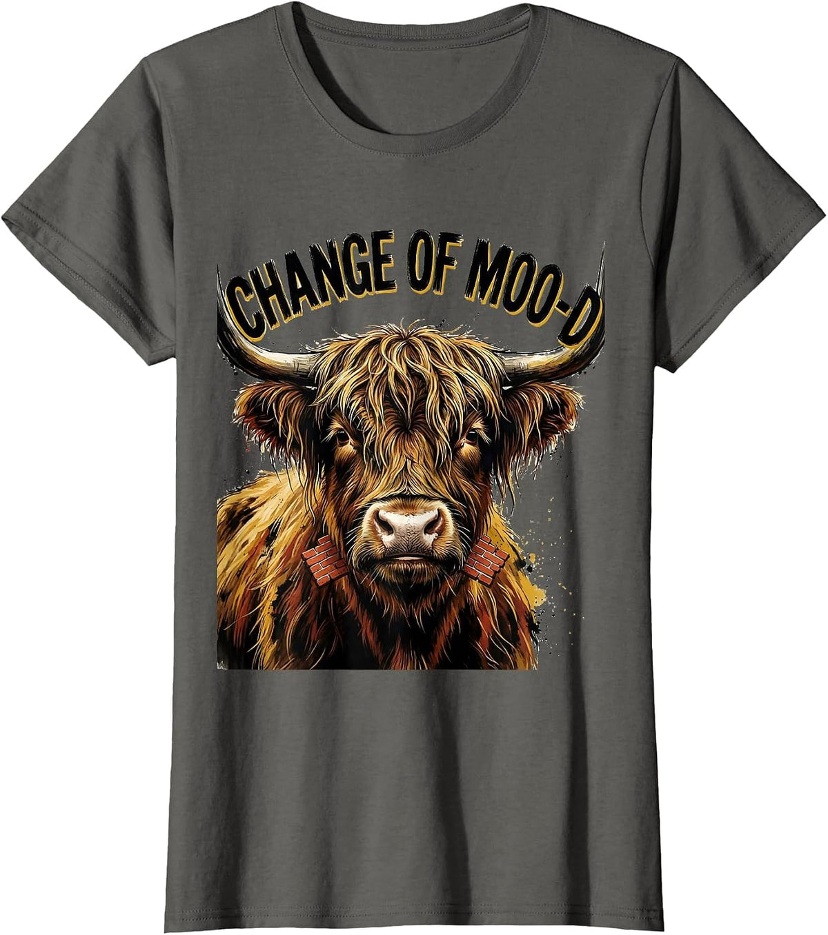 Women's Change Of Moo-D Funny Highland Cow Farm Animal Humor T-Shirt - Asphalt Grey