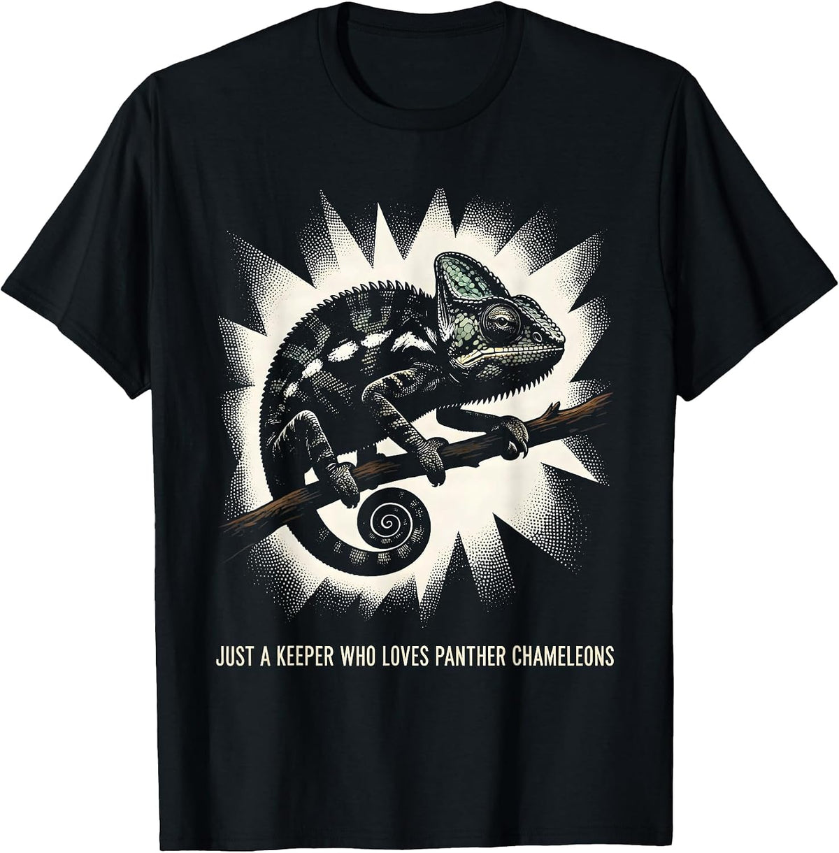 Men's Just A Keeper Who Loves Panther Chameleons Reptile Humor T-Shirt - Black