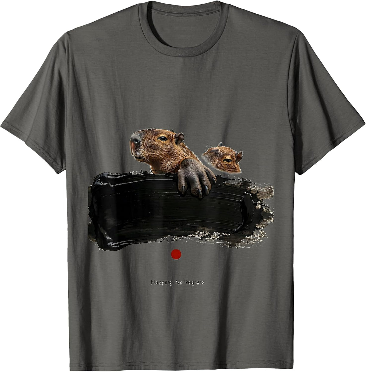 Men's Napping. No Regrets. Cute Capybara Sleepybara Nap Lover T-Shirt - Asphalt Grey
