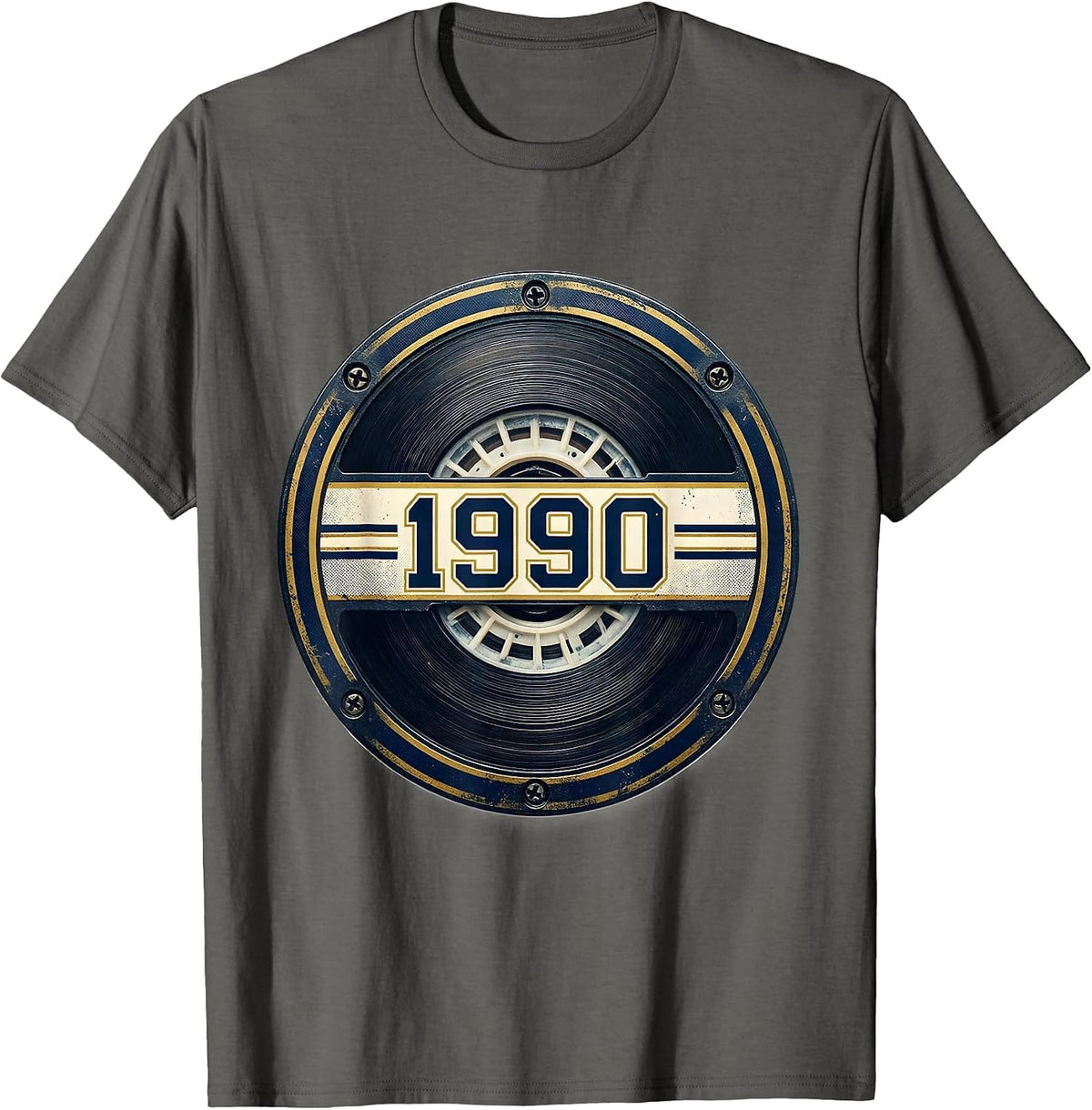 1990 Vintage Retro Cassette Tape Hip Hop Music Nostalgia T-Shirt - Asphalt Grey