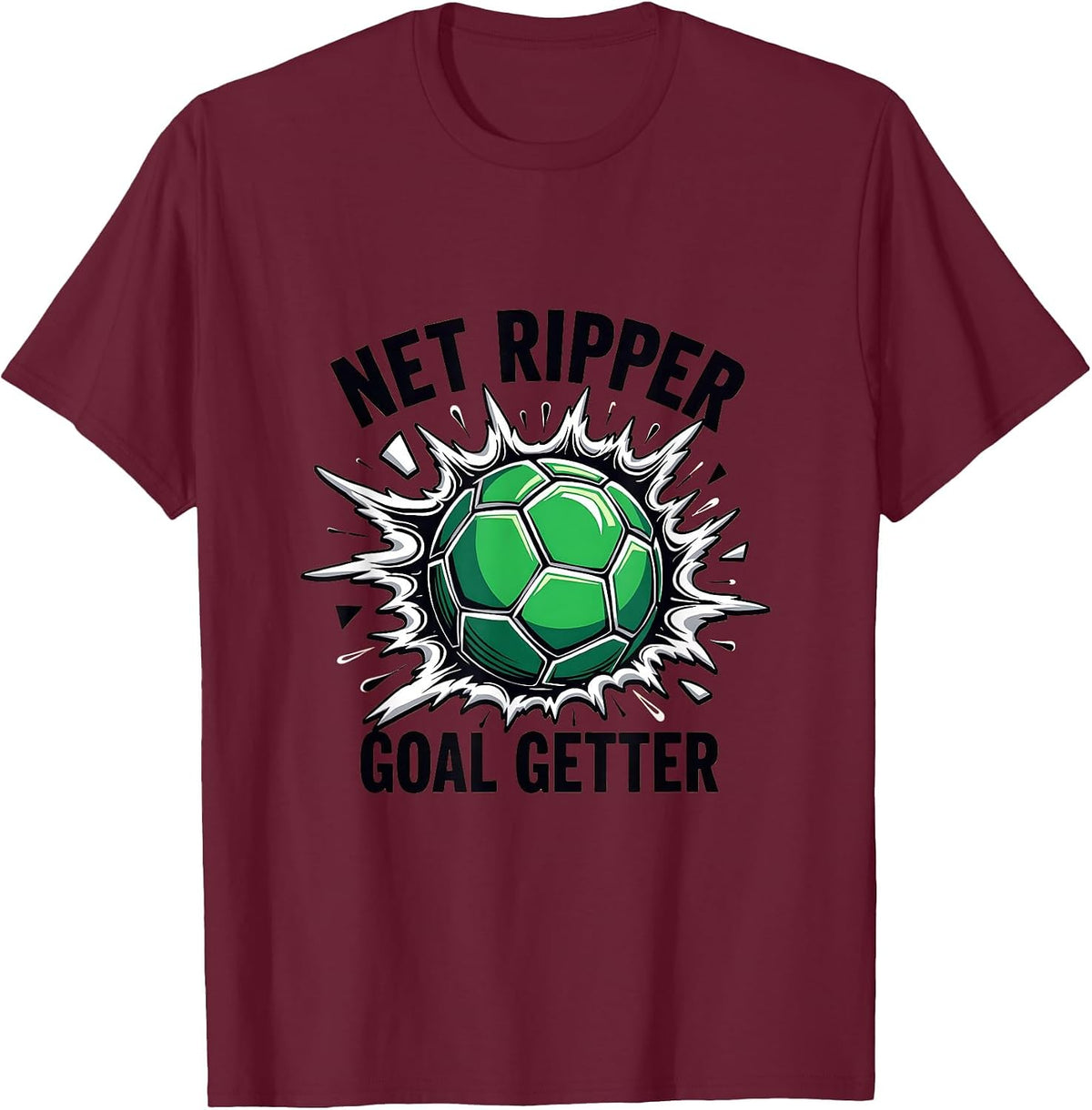 Net Ripper Goal Getter Soccer Design T-Shirt - Burgundy