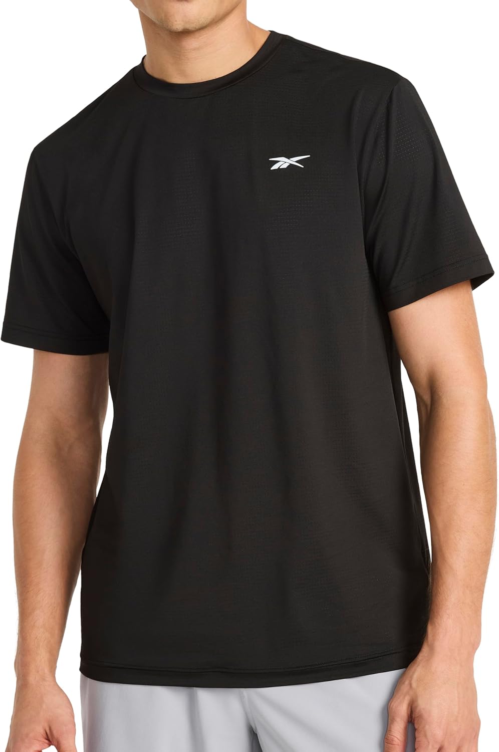 Reebok Men's Force Short Sleeve Crewneck T-Shirt, Standard Fit, Lightweight Super Stretch Poly Square Hole Mesh Fabric -