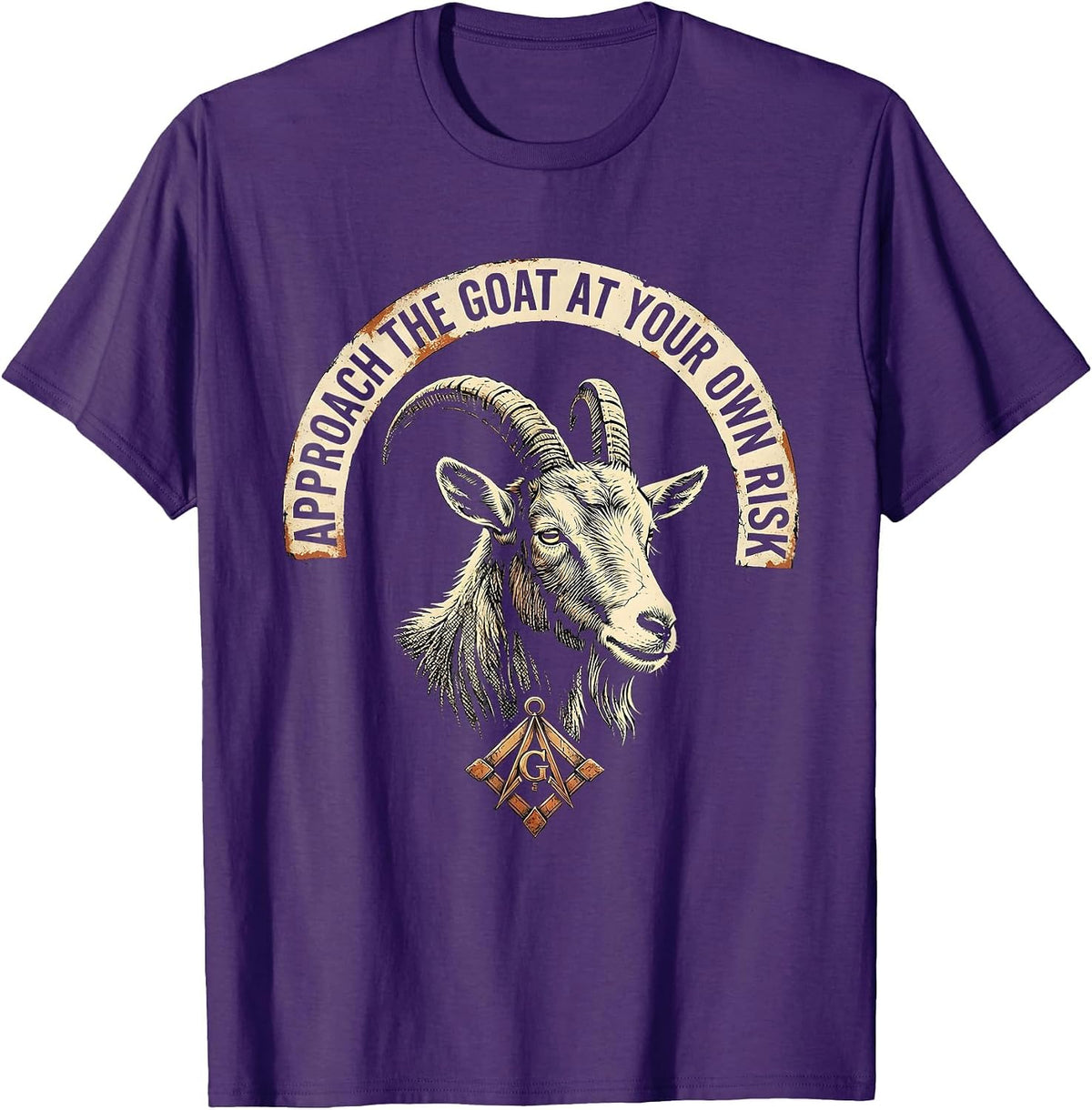Approach The Goat At Your Own Risk Distressed Freemason T-Shirt - Purple