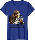 Basset Hound Sips Iced Coffee, Unbothered Funny T-Shirt, Women, Royal Blue, Medium - As Pictured