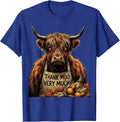 Thank Moo Very Much Cartoon Highland Cow Fall Halloween T-Shirt - Royal Blue