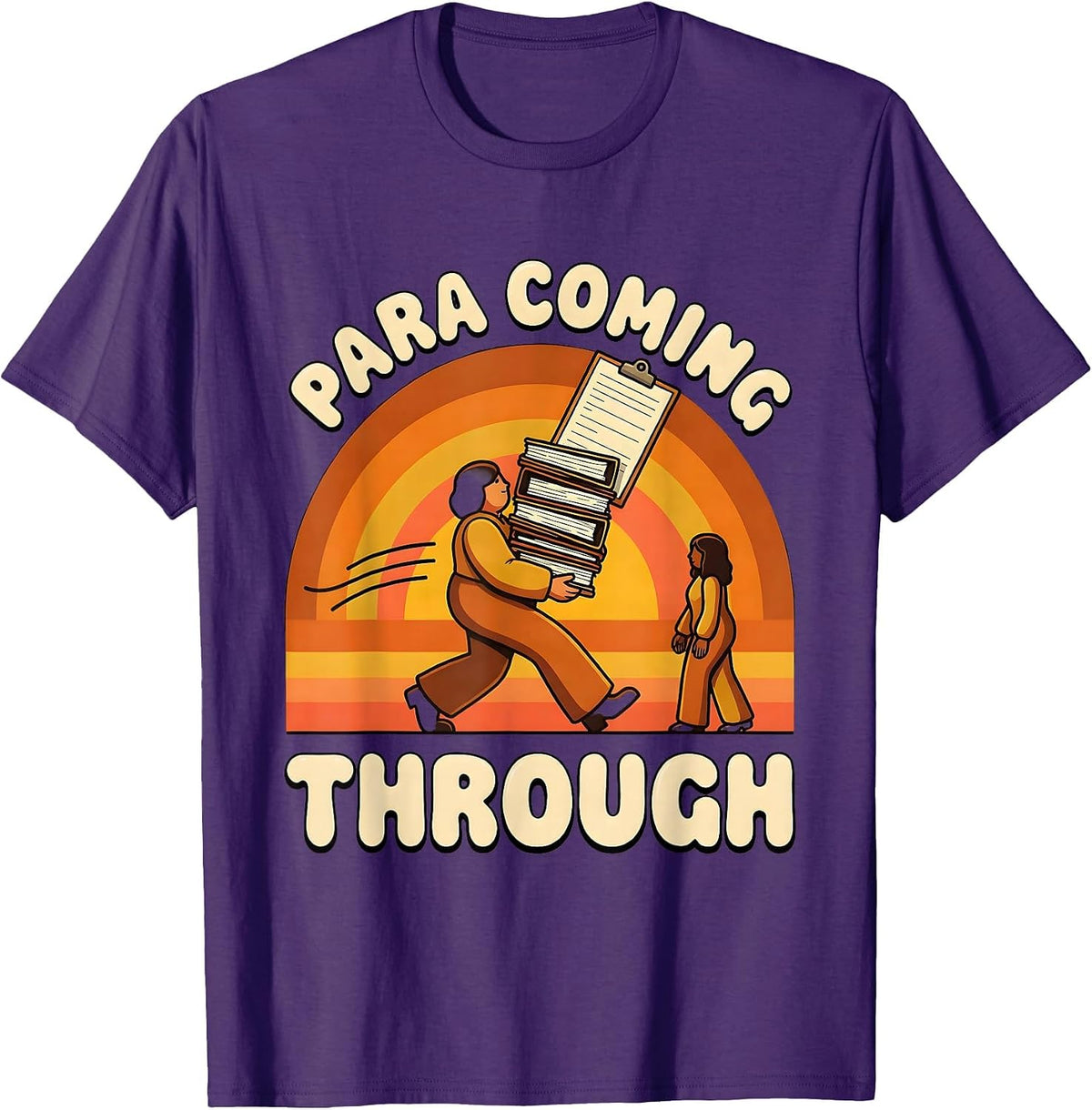Men's Para Coming Through Retro 70s Paraeducator Work Humor T-Shirt - Purple