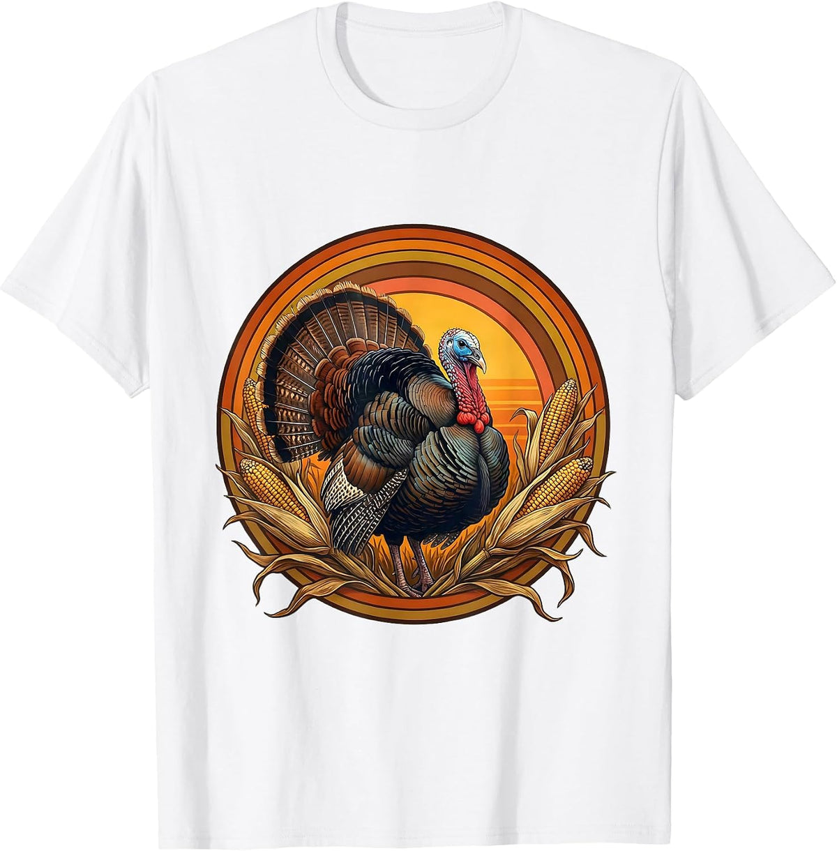 Wild Turkey Strutting Through Fall Cornfield T-Shirt - White