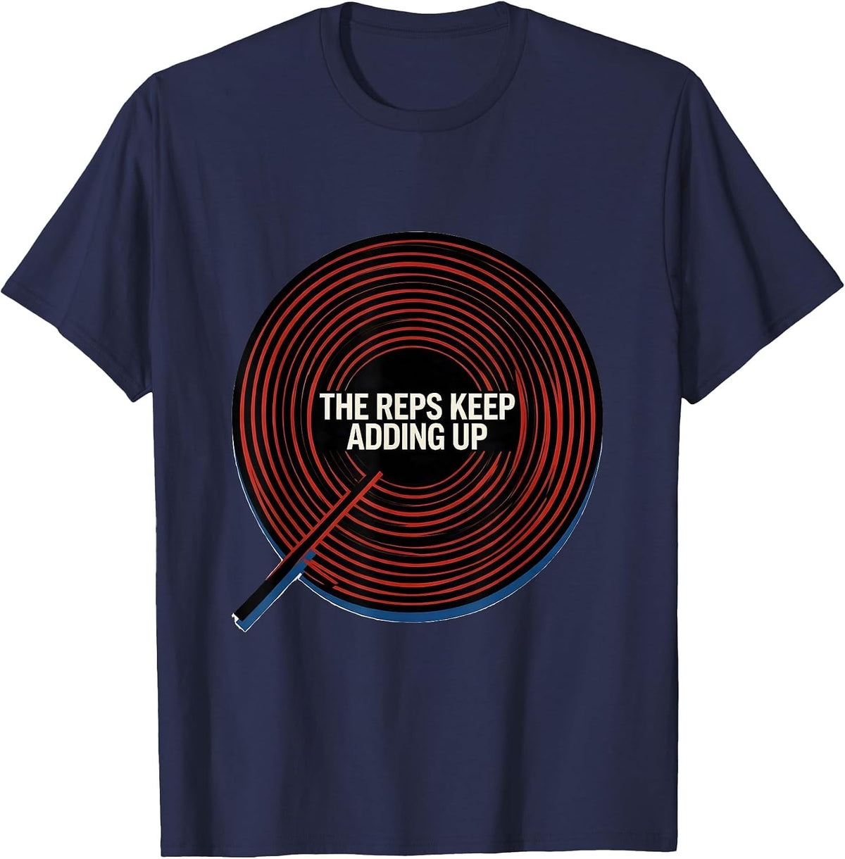 The Reps Keep Adding Up Bauhaus Modernist Gym Workout Humor T-Shirt - Navy Blue