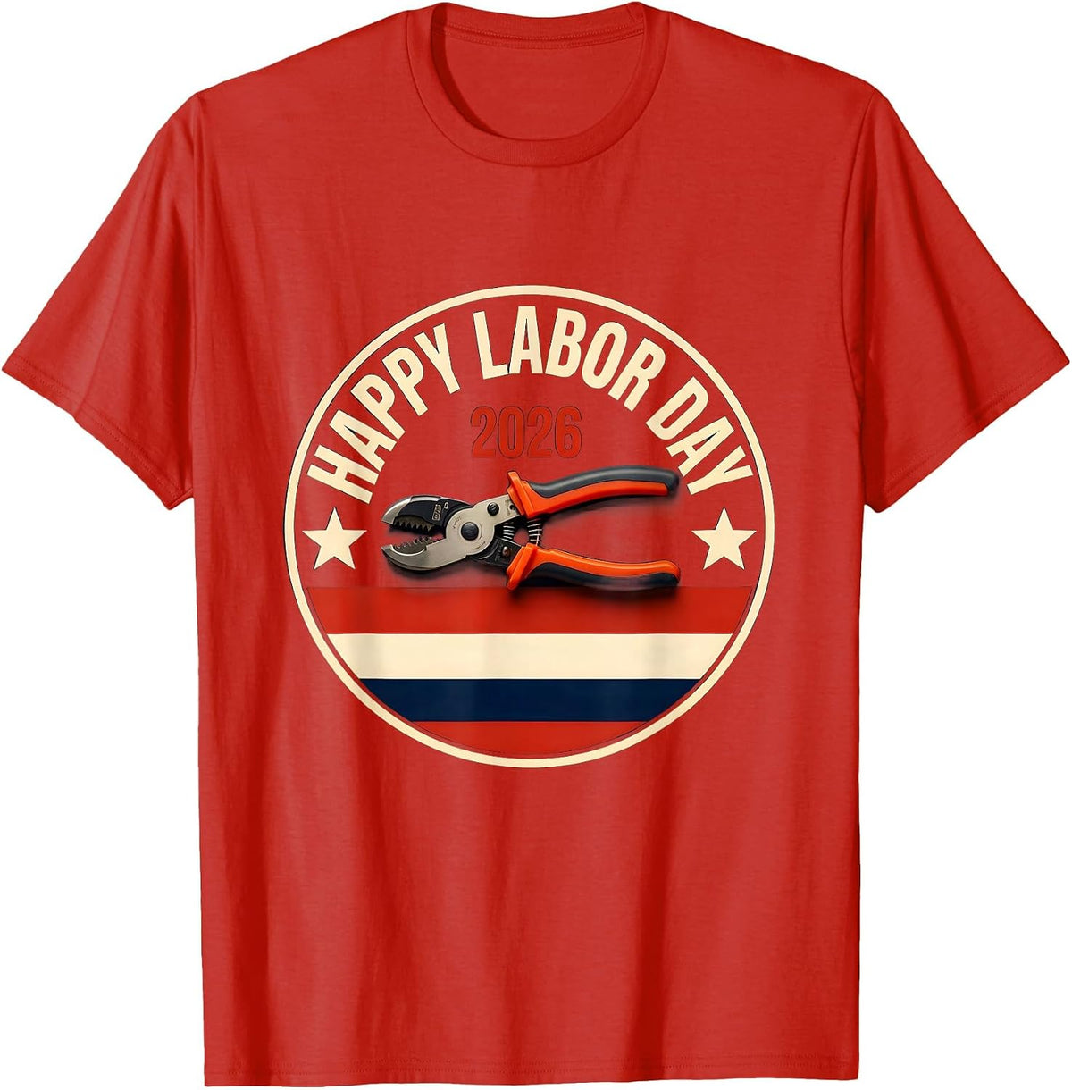 Men's Happy Labor Day 2026 Patriotic Union Worker Gift T-Shirt - Red