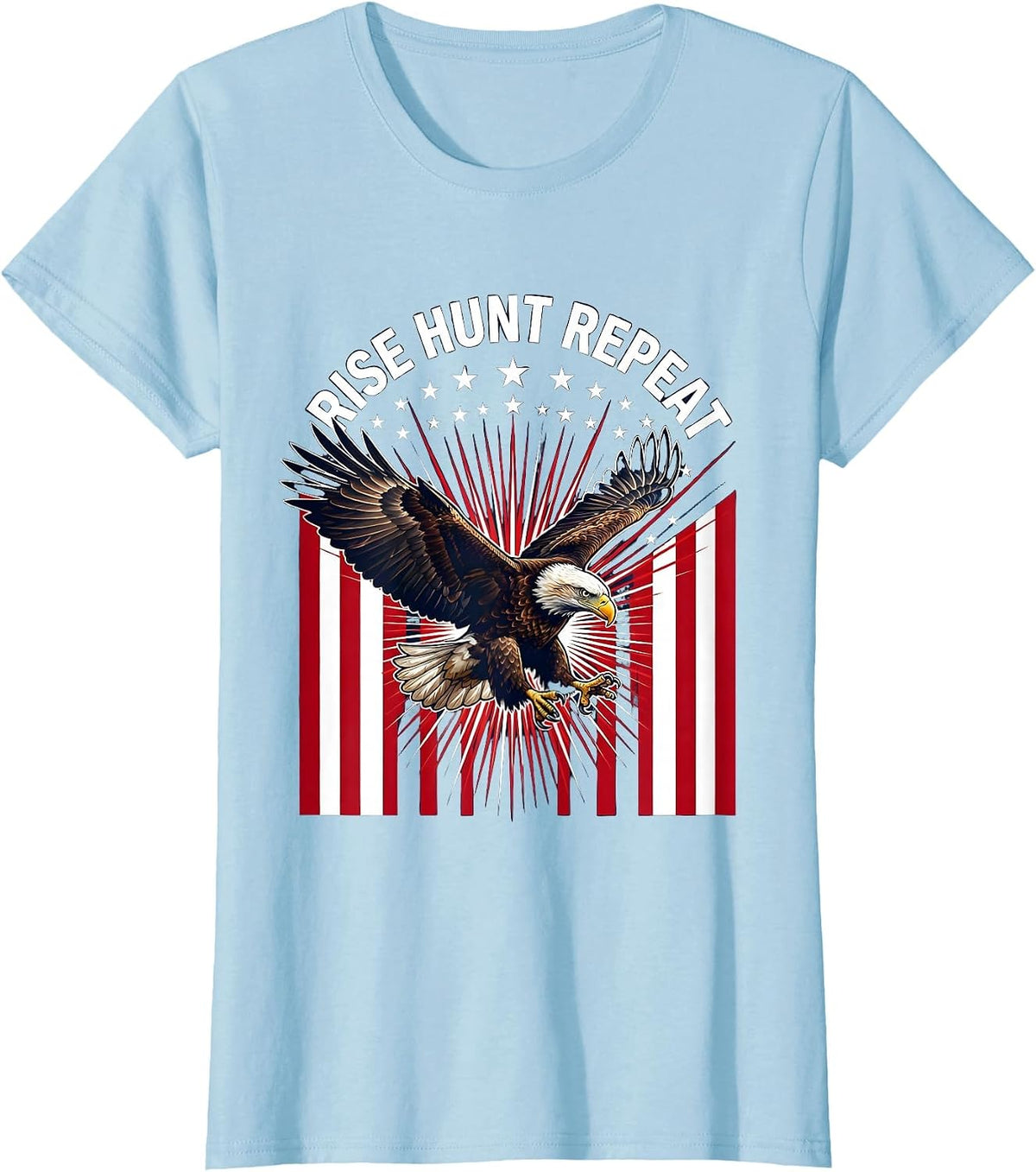 Rise Hunt Repeat Hunting Lifestyle Design T-Shirt - Baby Blue