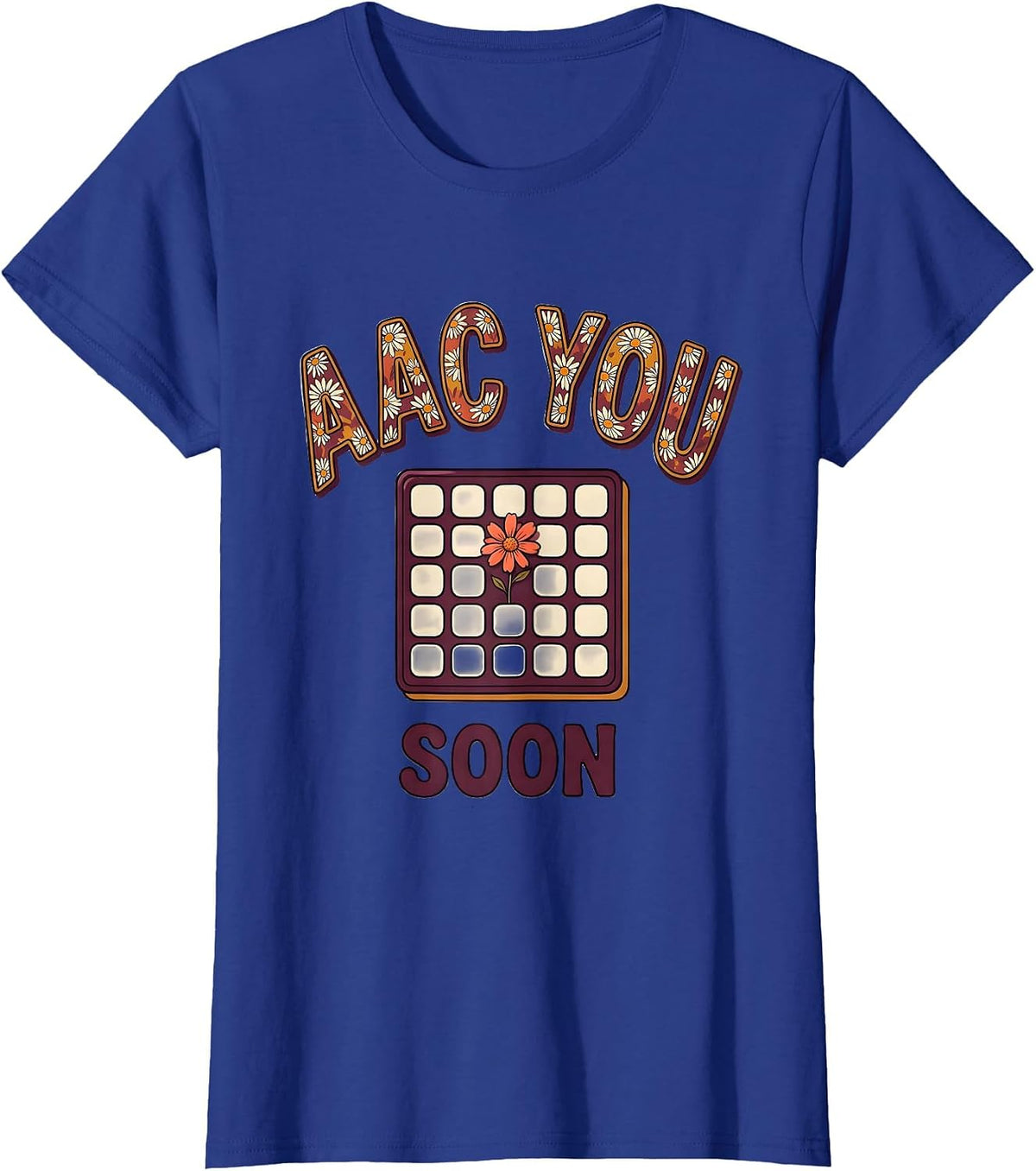 Women's AAC You Soon Retro Floral Speech Language Pathologist SLP T-Shirt - Royal Blue