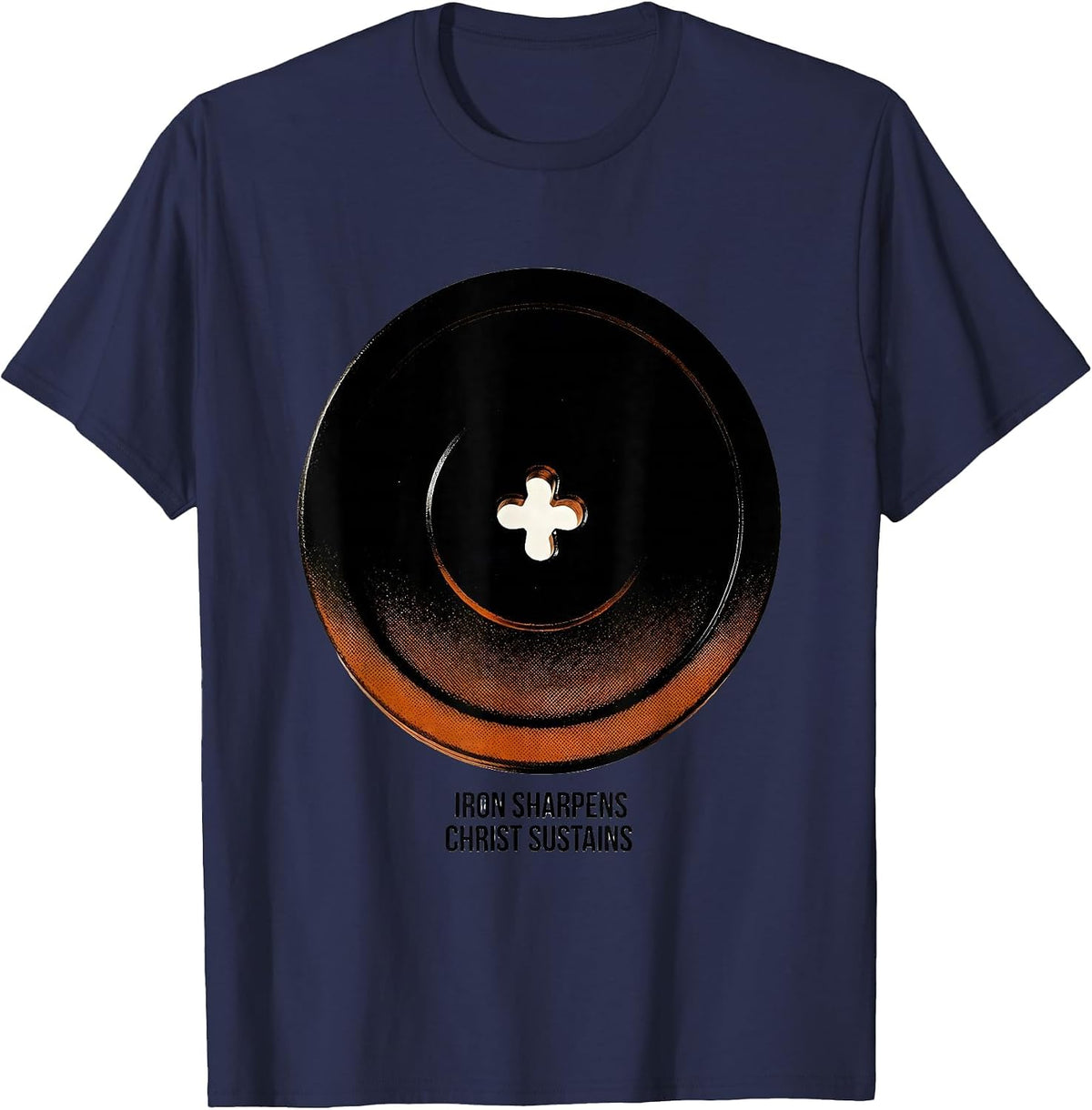 Iron Sharpens, Christ Sustains Faith Workout Gym Lifter Gift T-Shirt - Navy Blue