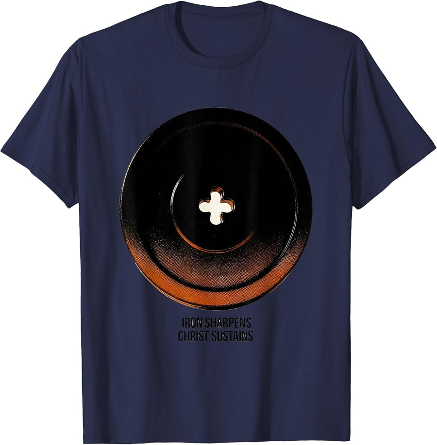 Iron Sharpens, Christ Sustains Faith Workout Gym Lifter Gift T-Shirt - Navy Blue