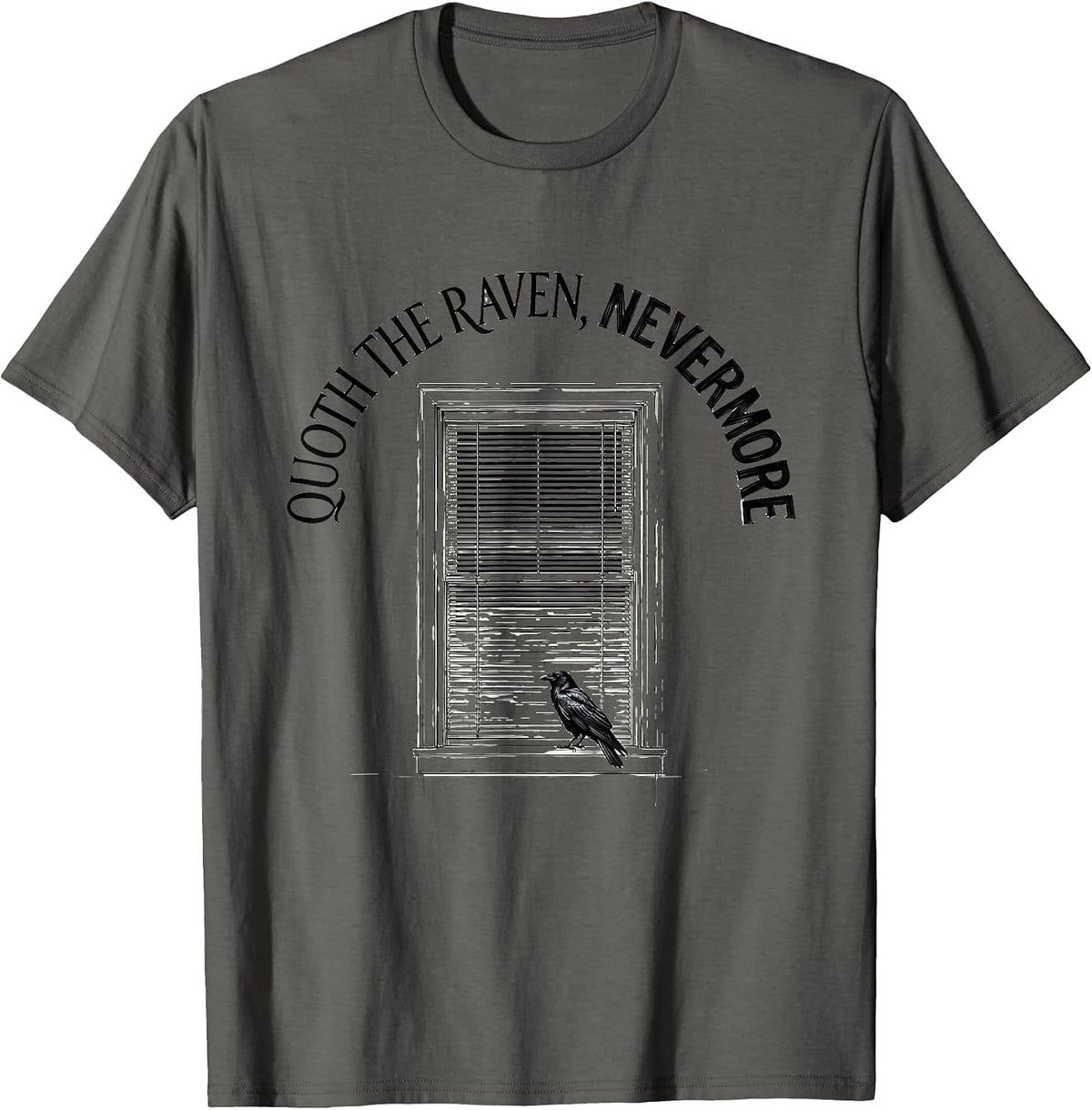 Men's Quoth The Raven Nevermore Gothic Literary Fan Gift T-Shirt - Asphalt Grey
