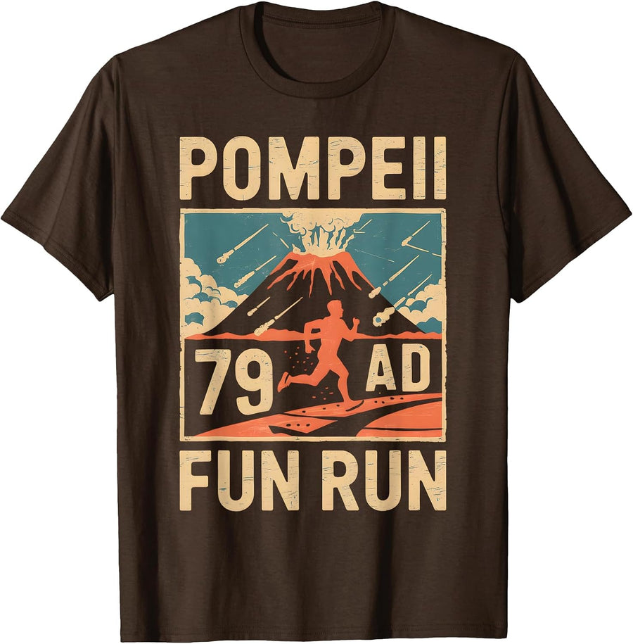 Pompeii Fun Run Geography Volcanologist Volcanology T-Shirt - Brown