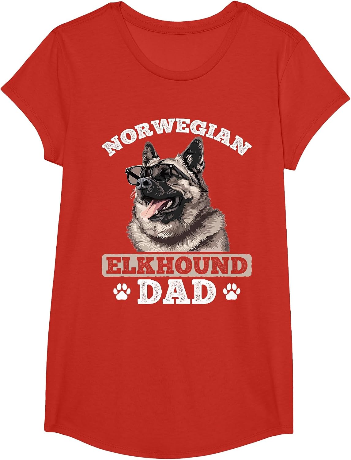 Norwegian Elkhound Dog Breed Norwegian Elkhound Dad T-Shirt - Girls Red