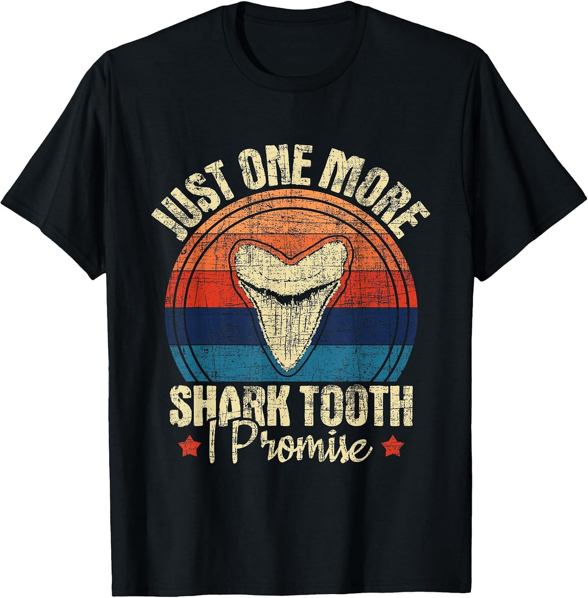 Just One More Shark Tooth I Promise - Retro Fossil T-Shirt - Black