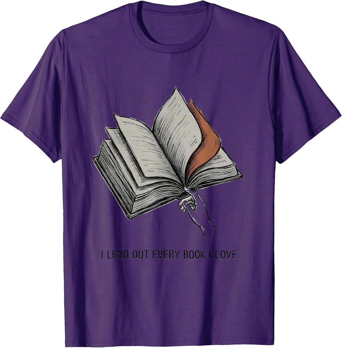 Men's I Lend Out Every Book I Love Whimsical Teacher Reading T-Shirt - Purple