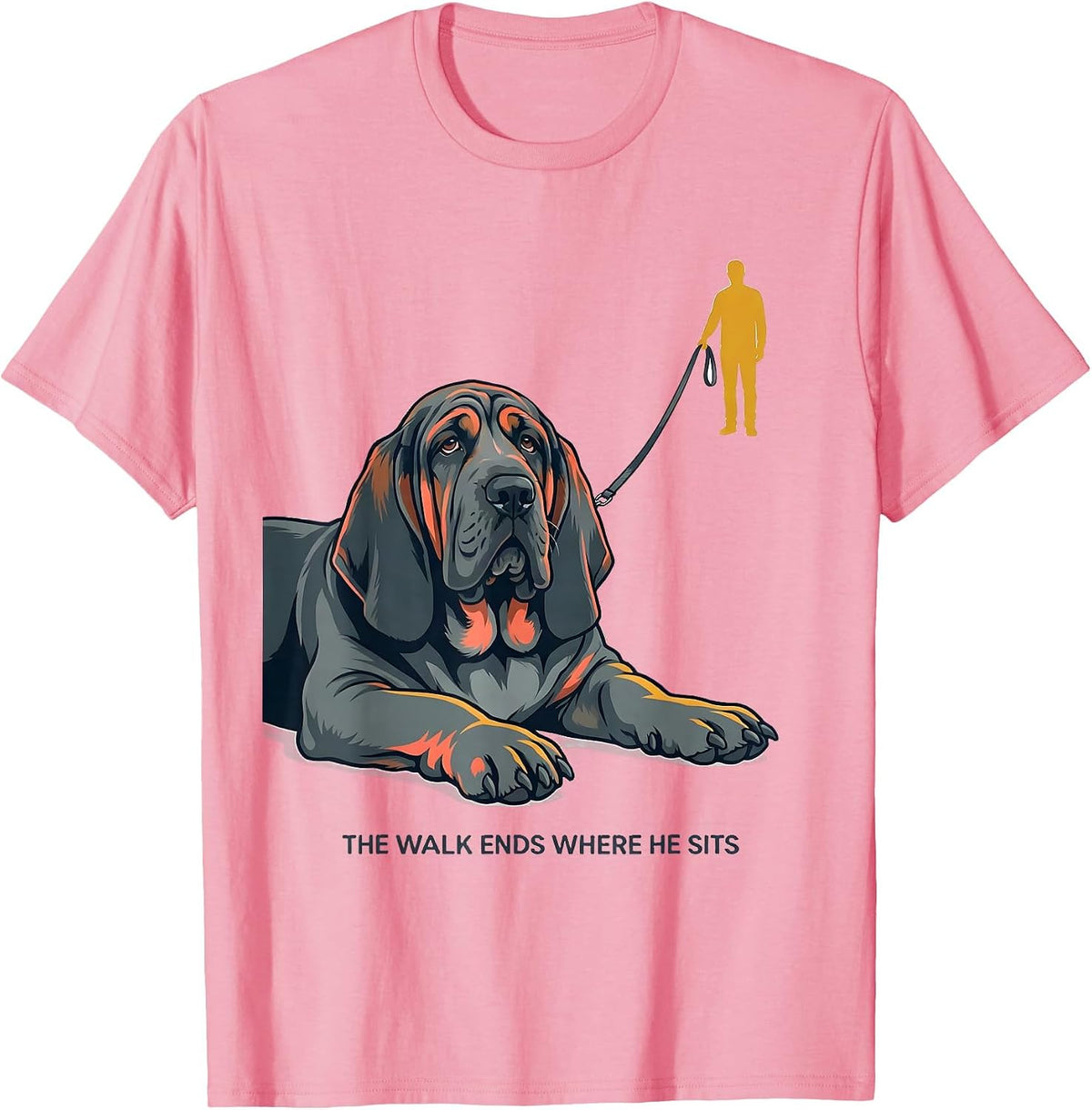 Men's The Walk Ends Where He Sits Funny Basset Hound Dog Lover T-Shirt - Pink