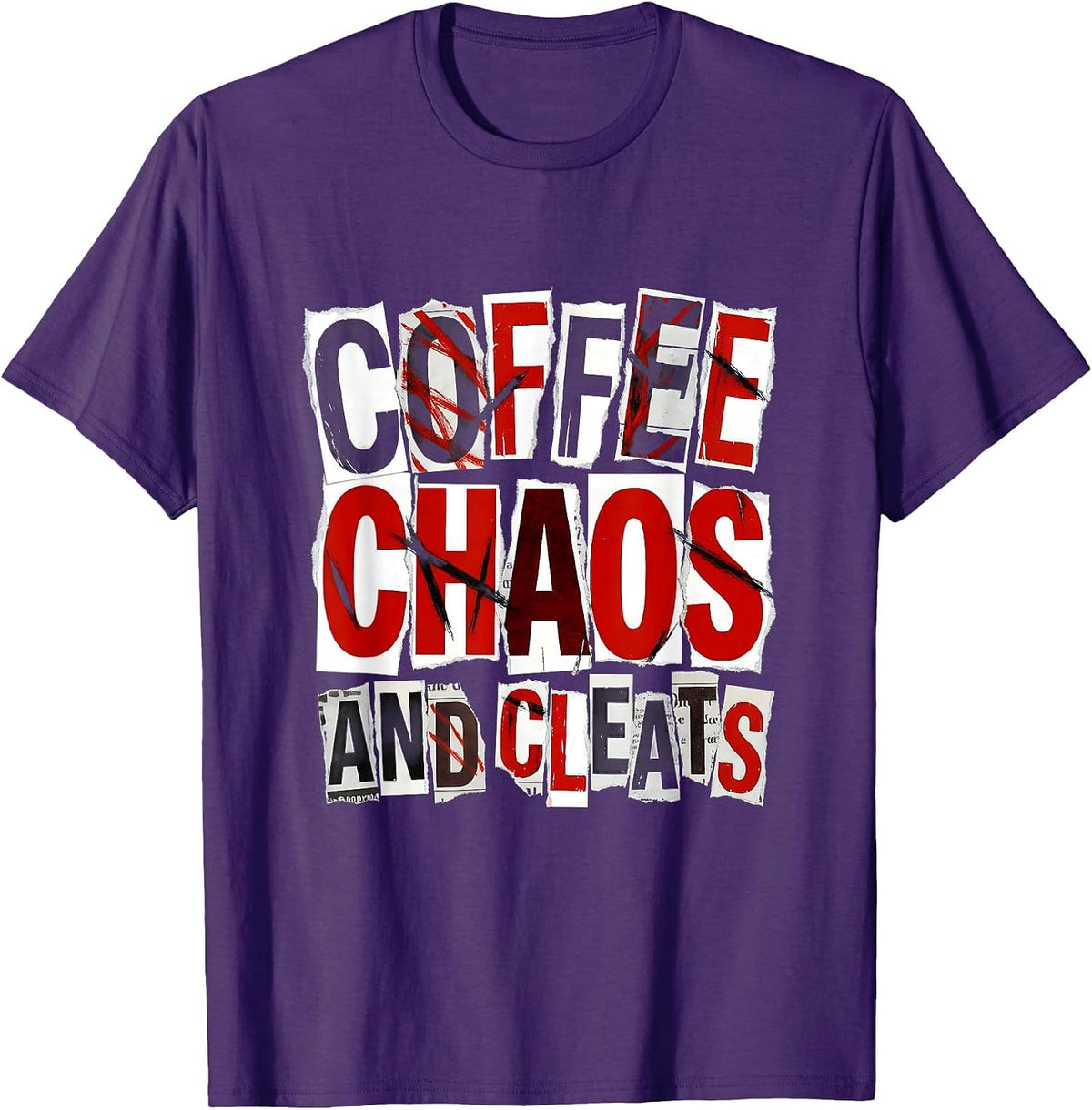 Coffee Chaos and Cleats Soccer Mom Design T-Shirt - Purple