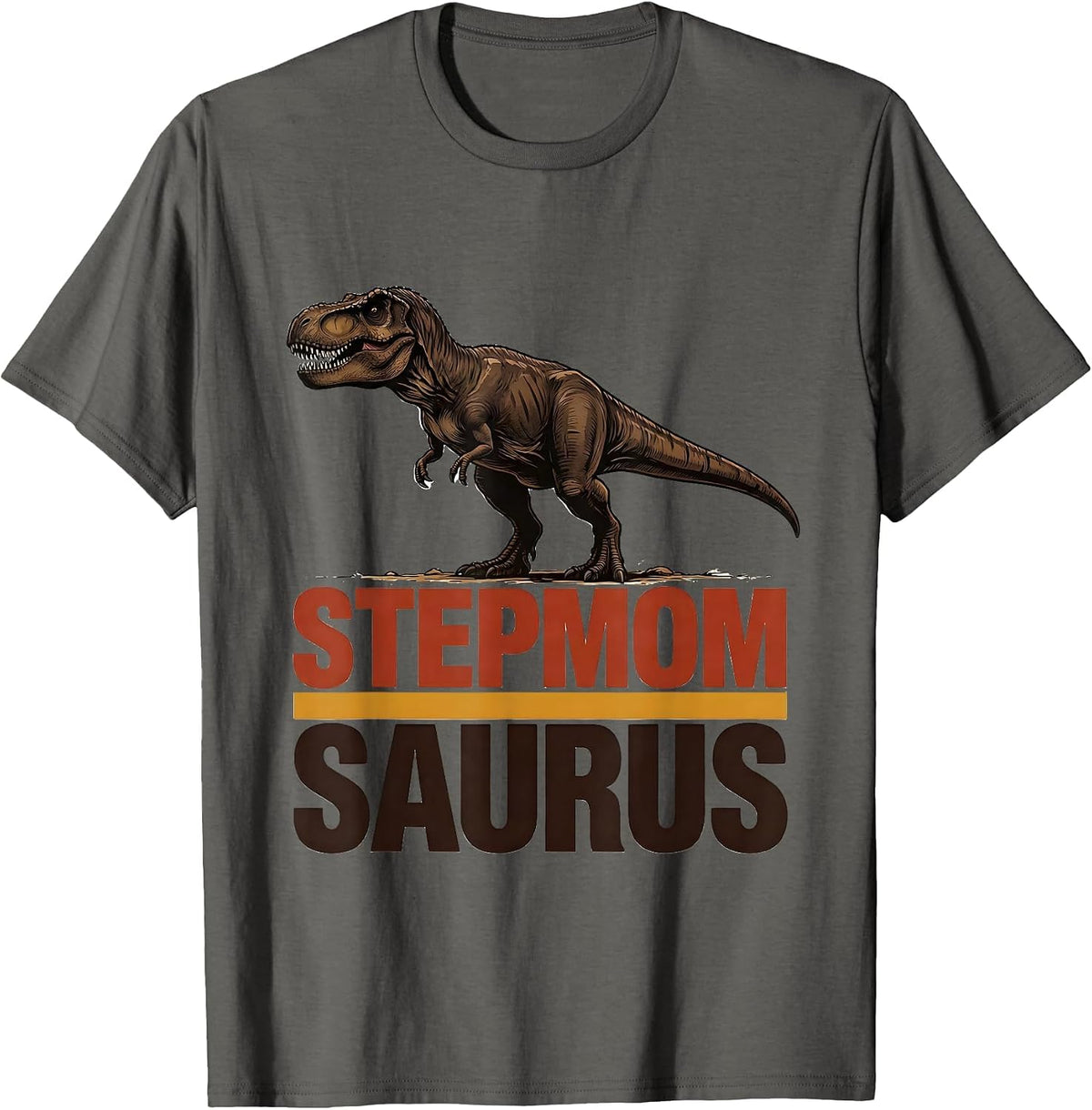 Men's Stepmomsaurus Funny T-Rex Dinosaur Family Matching Gift T-Shirt - Asphalt Grey