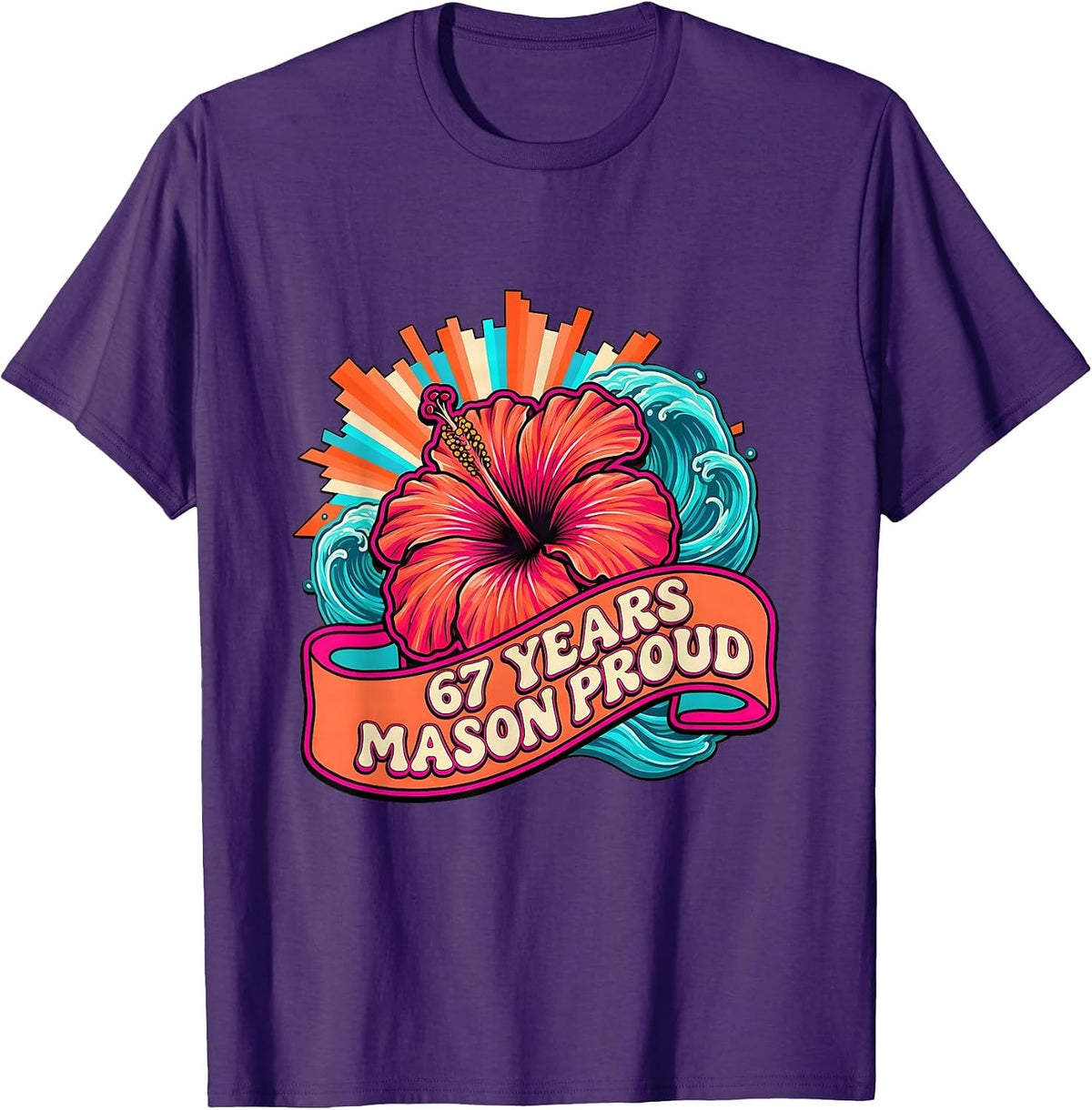 Men's 67 Years Mason Proud Milestone Design T-Shirt - Purple