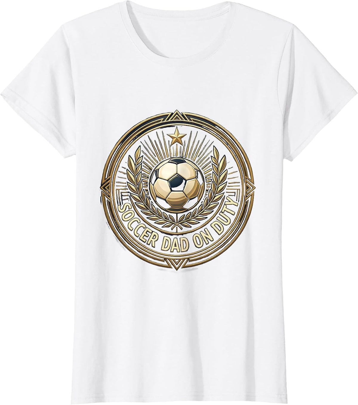 Women's Soccer Dad On Duty Graphic Design T-Shirt - White