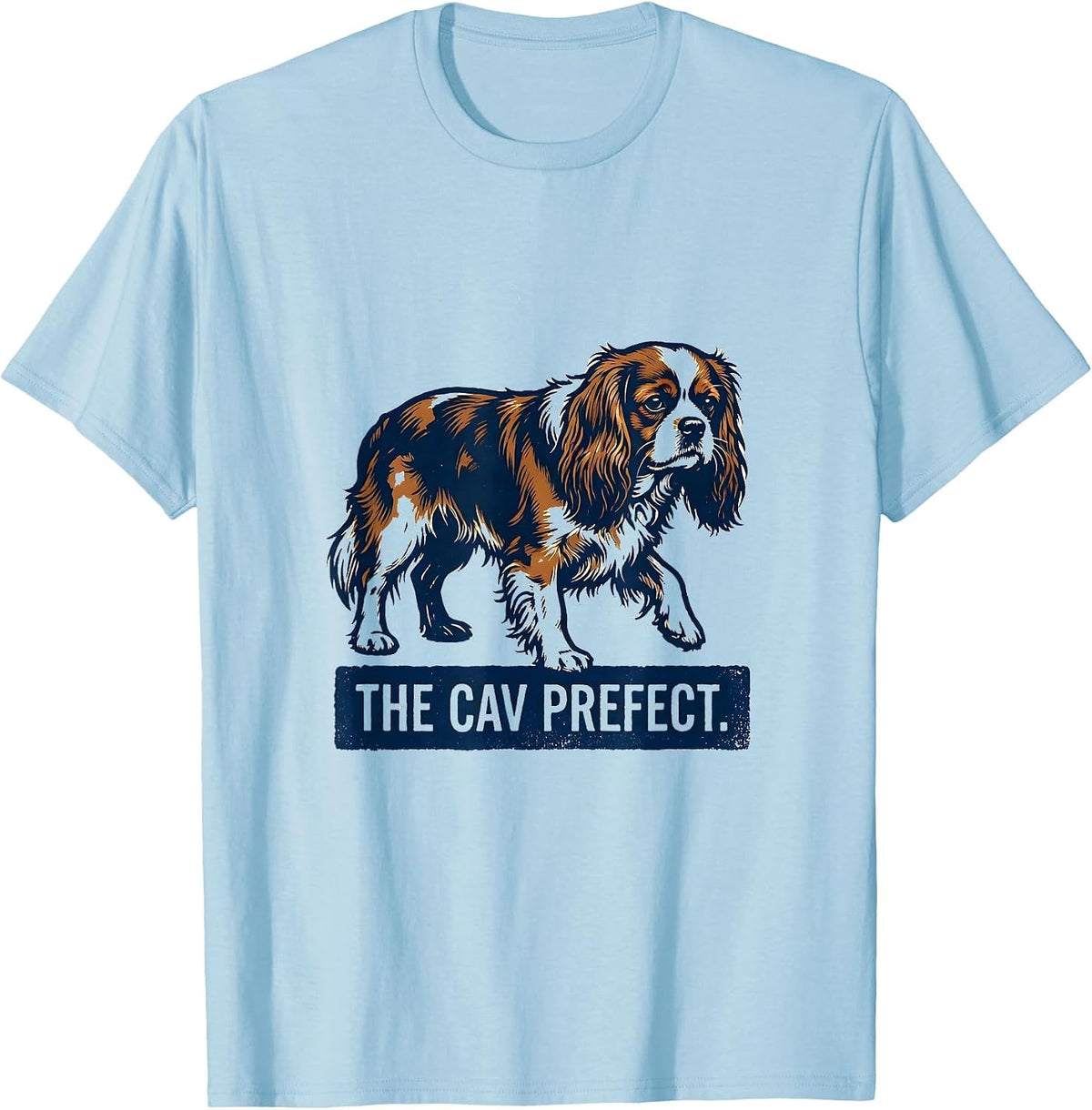 Men's The Cav Prefect Rubber Stamp Cavalier King Charles Spaniel T-Shirt - Baby Blue