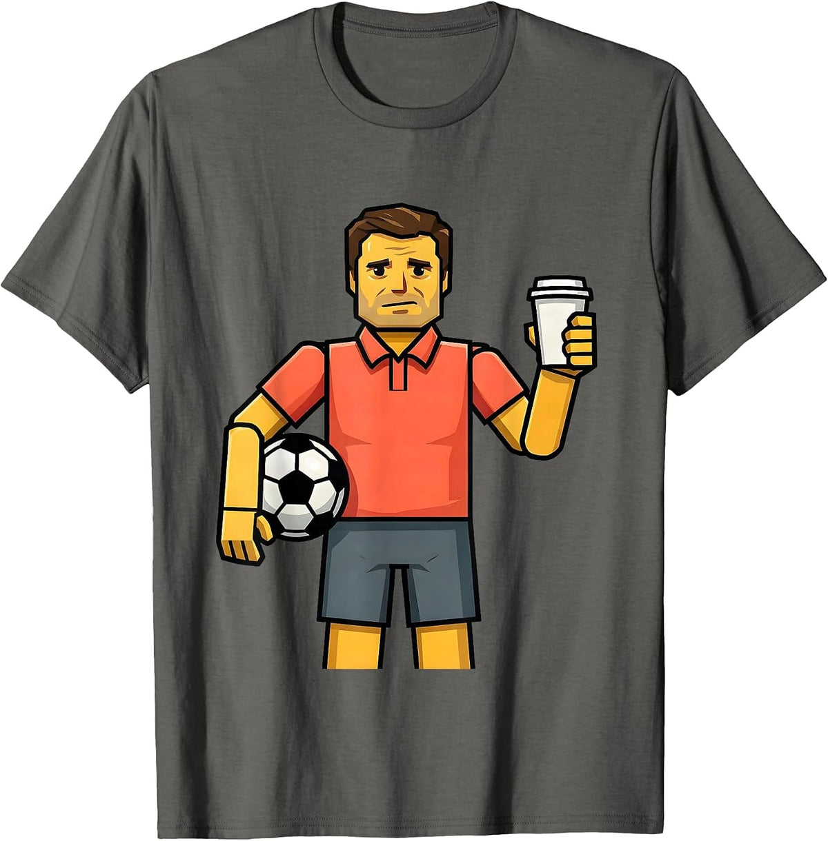 Soccer Dad Coffee Cup Illustration T-Shirt - Asphalt Grey