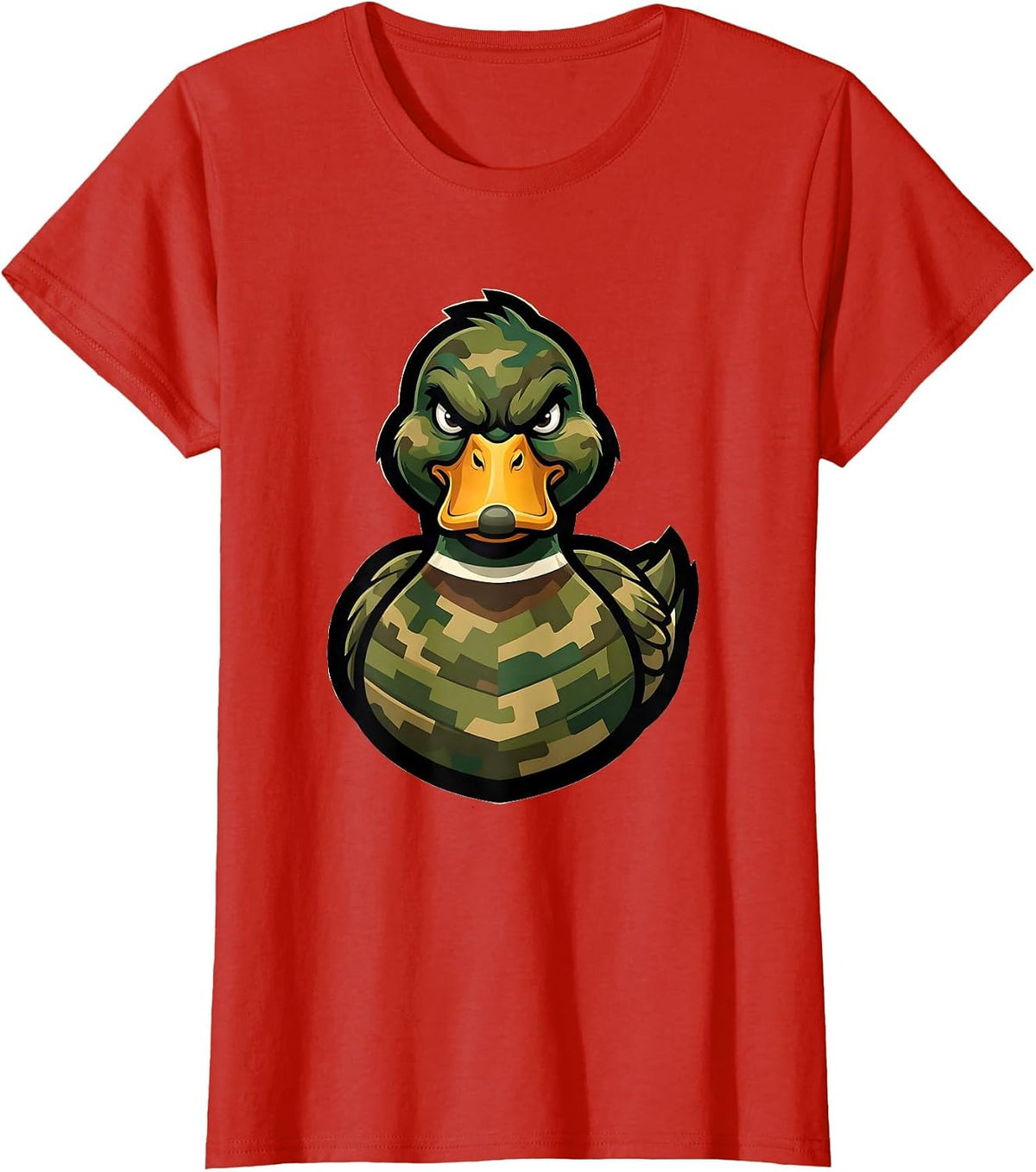 Women's Duck Camo Silhouette Dissolving Graphic T-Shirt - Red