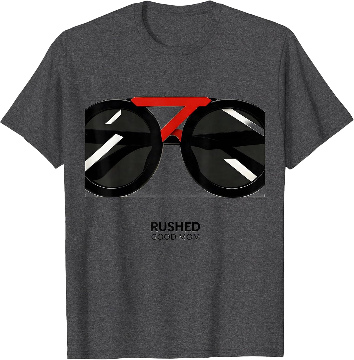 Men's Rushed Good Mom Bauhaus Modernist Messy Bun Mom Humor T-Shirt - Dark Heather Grey