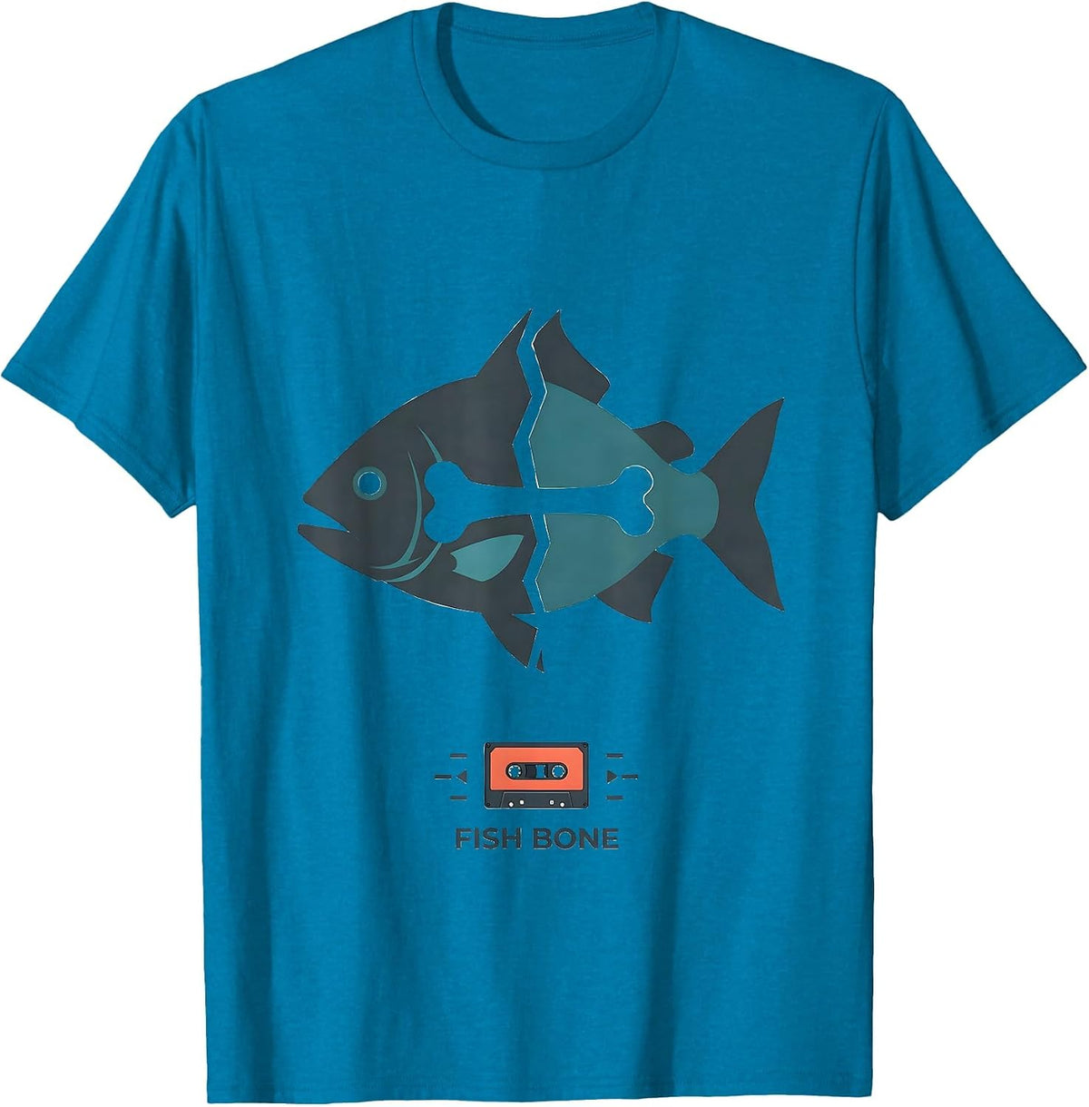 Fish Bone Retro 80s 90s Music Nostalgia Band Fan T-Shirt - Sapphire Blue