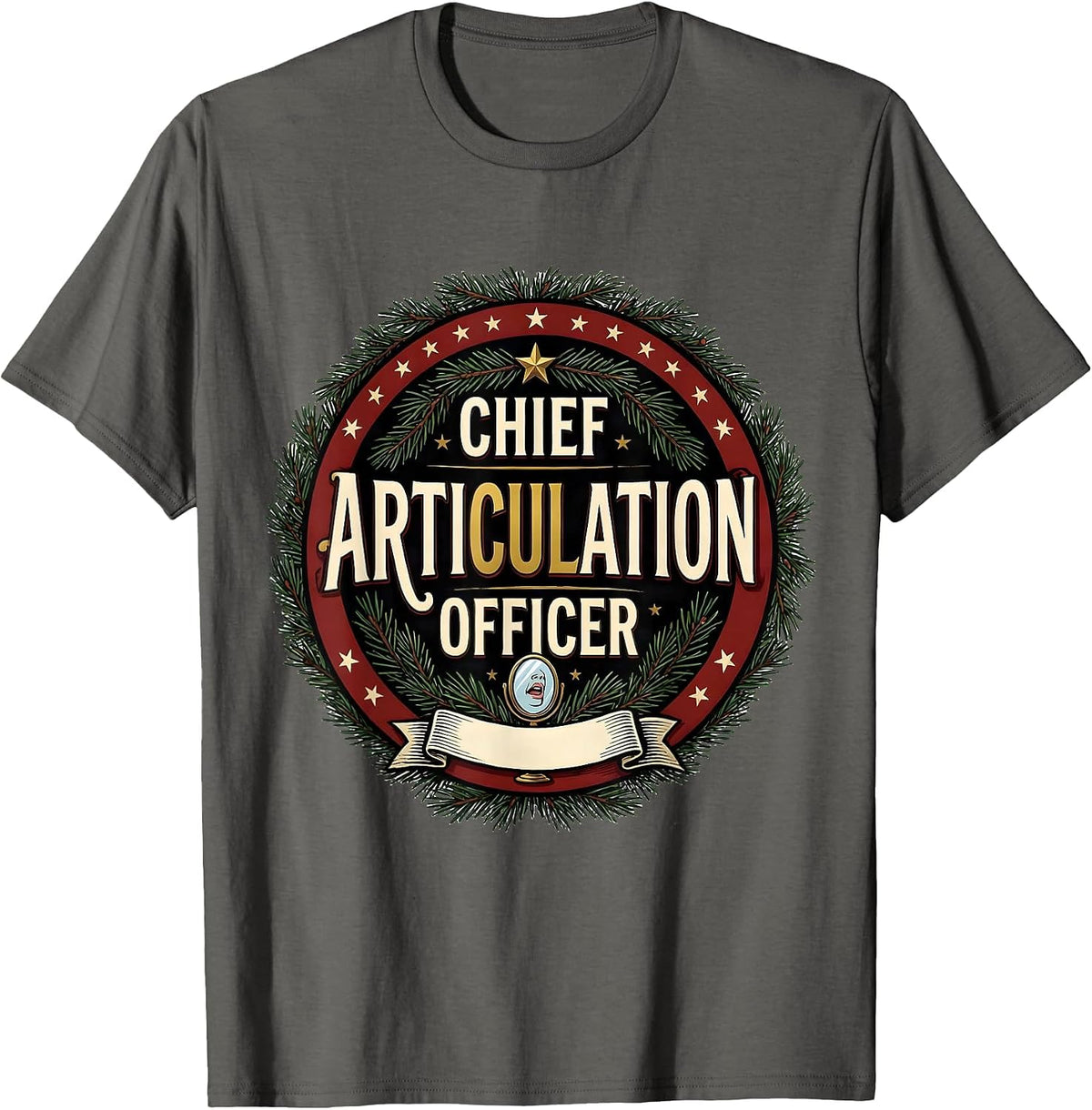 Men's Chief Articulation Officer Retro Groovy Speech Therapist T-Shirt - Asphalt Grey
